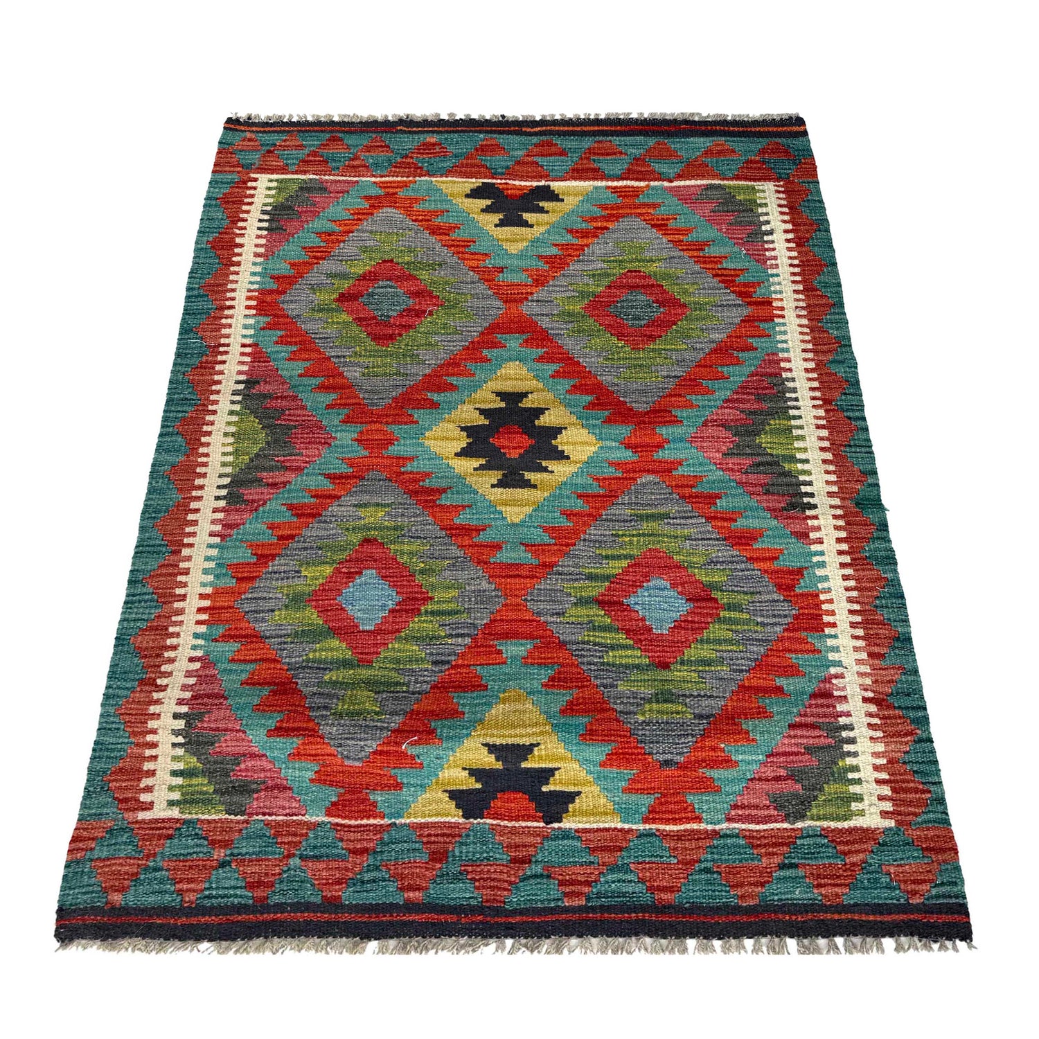 Hand Woven Wool Kelim 2' 10" x 4' 0" ft / 86 x 122 cm - No. P37107