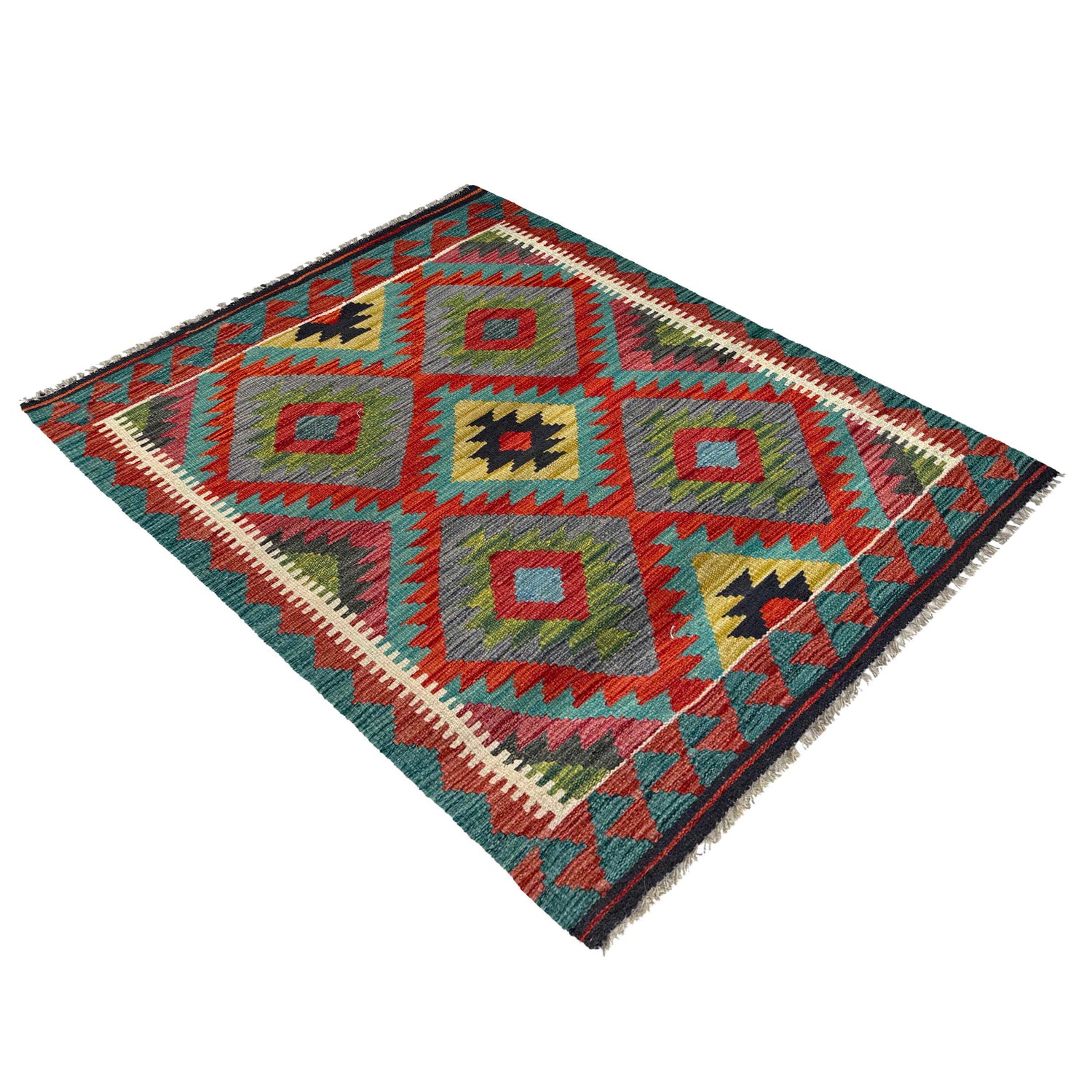 Hand Woven Wool Kelim 2' 10" x 4' 0" ft / 86 x 122 cm - No. P37107