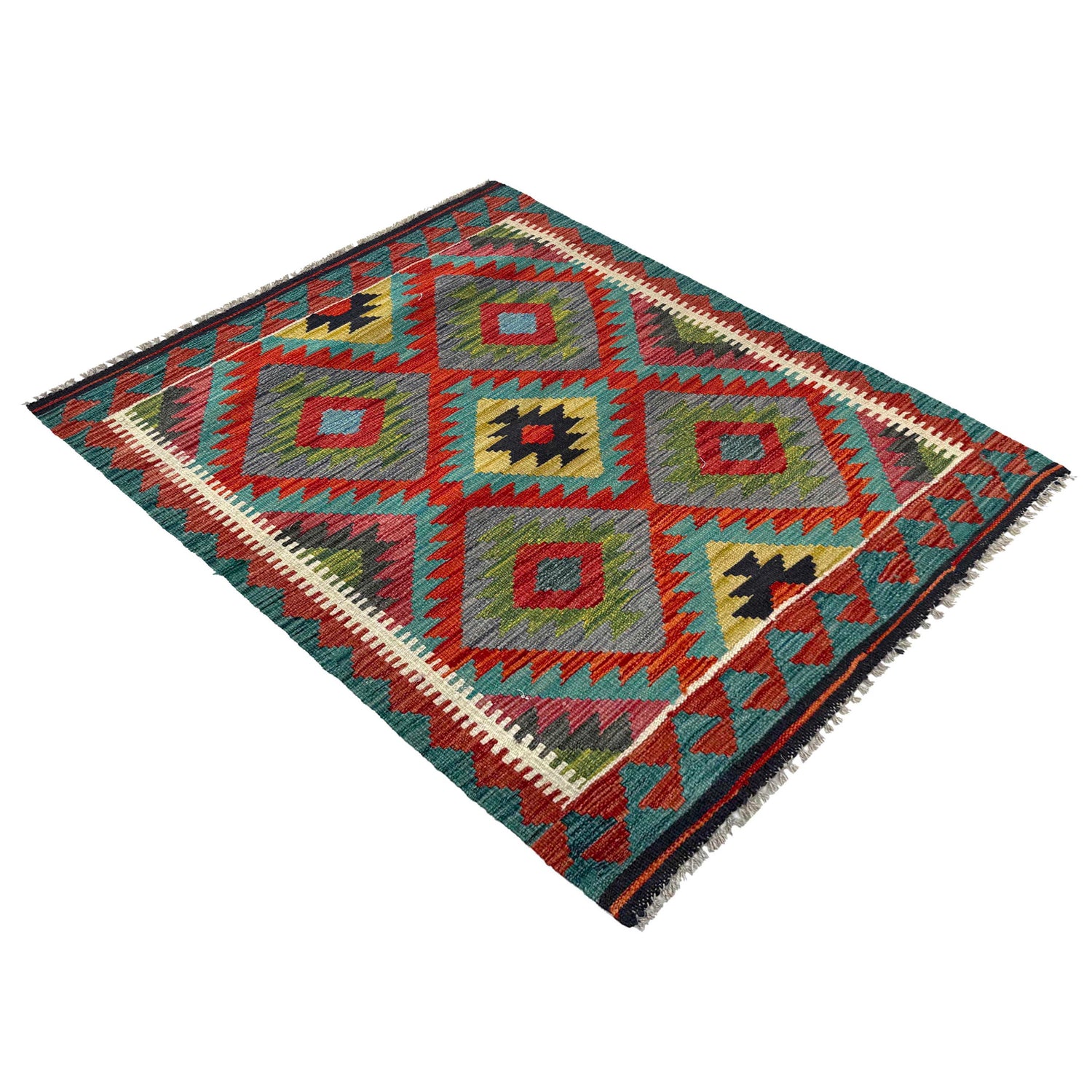 Hand Woven Wool Kelim 2' 10" x 4' 0" ft / 86 x 122 cm - No. P37107
