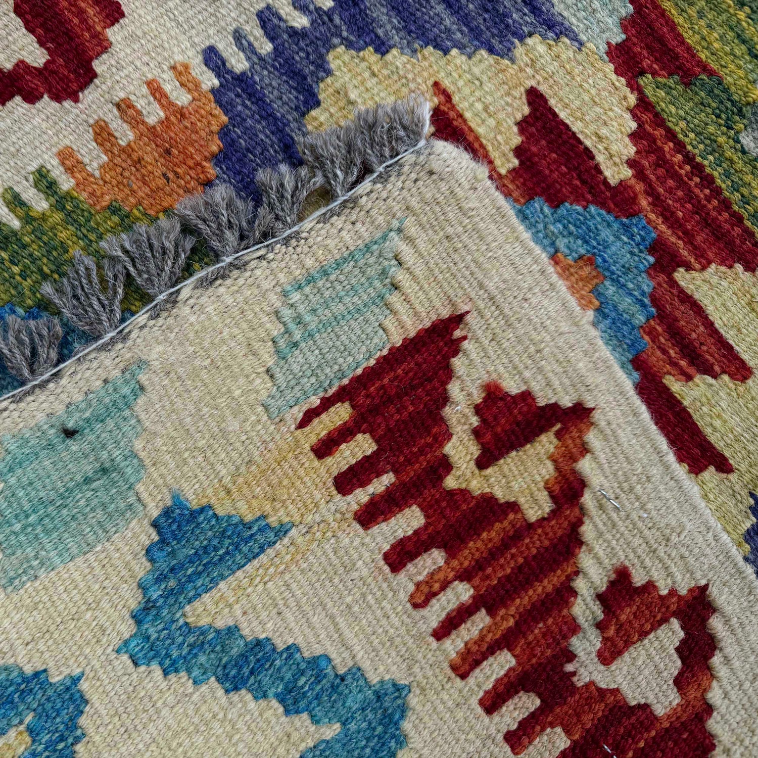 Multi Color ful Flat-Weave Wool Kilim Runner 2' 6" x 6' 5" ft / 75 x 196 cm - No. P37117