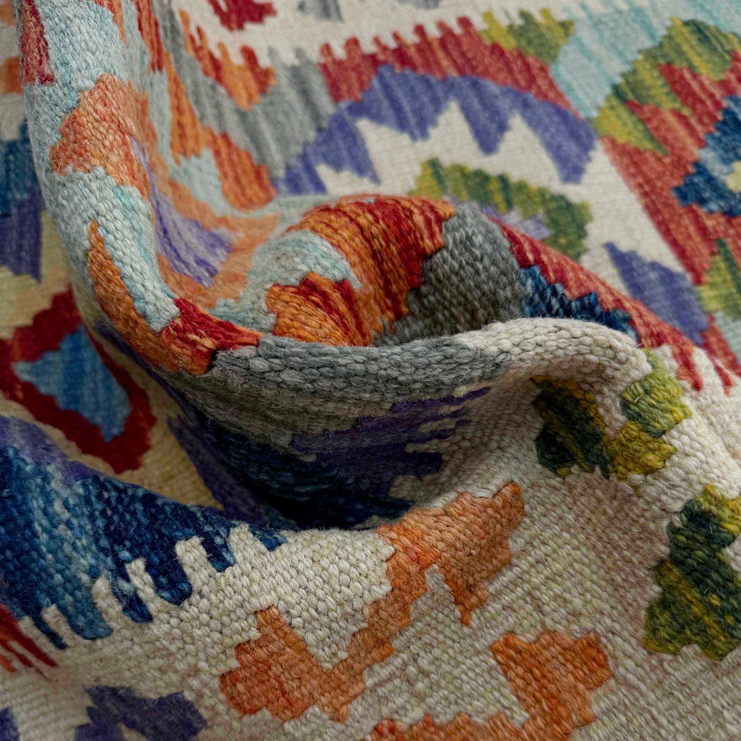 Multi Color ful Flat-Weave Wool Kilim Runner 2' 6" x 6' 5" ft / 75 x 196 cm - No. P37117