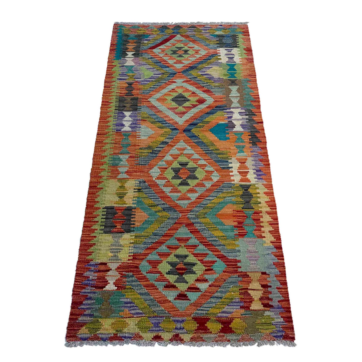 Handmade Vegetable Kelim Runner 2' 5" x 6' 9" ft / 73 x 206 cm - No. P37119