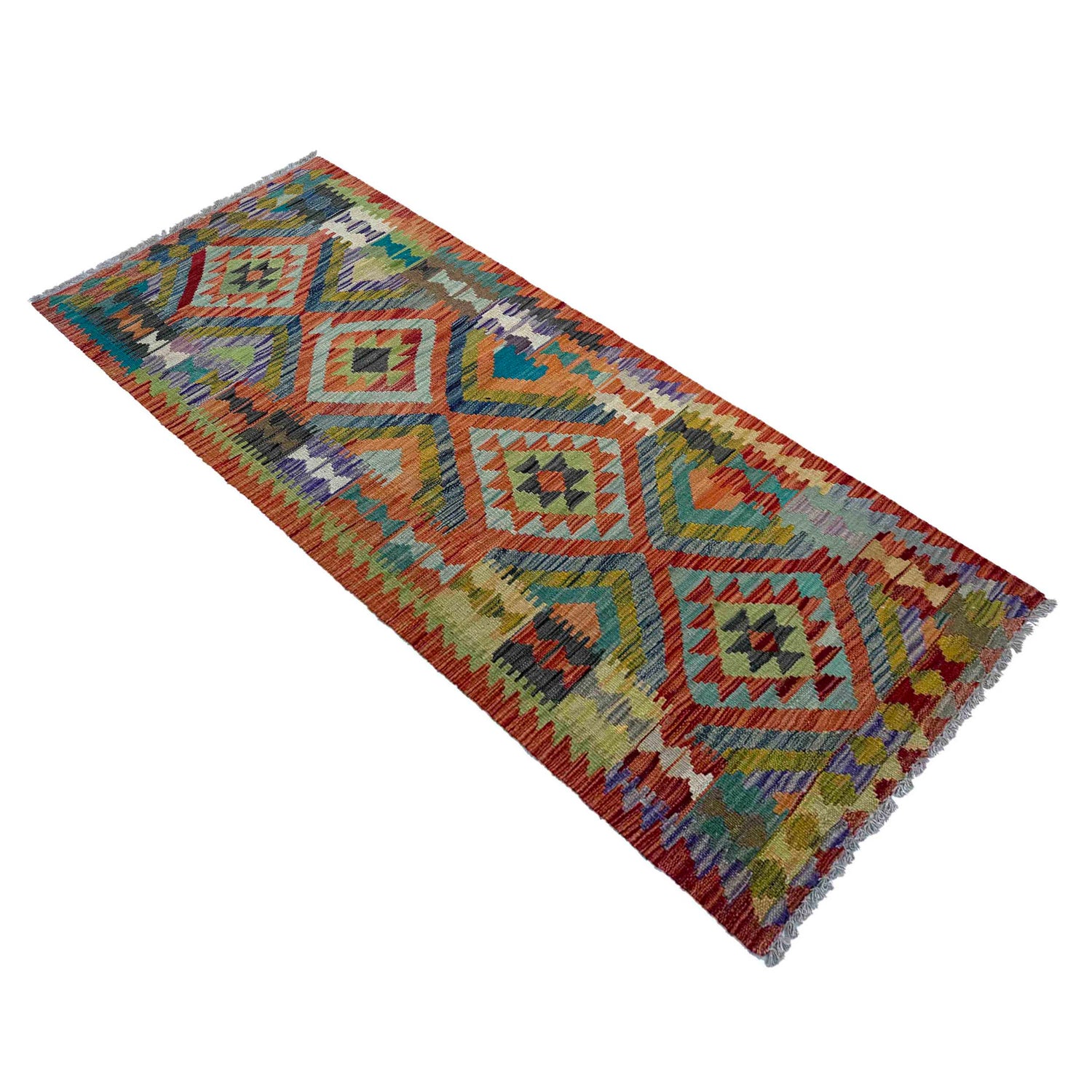 Handmade Vegetable Kelim Runner 2' 5" x 6' 9" ft / 73 x 206 cm - No. P37119