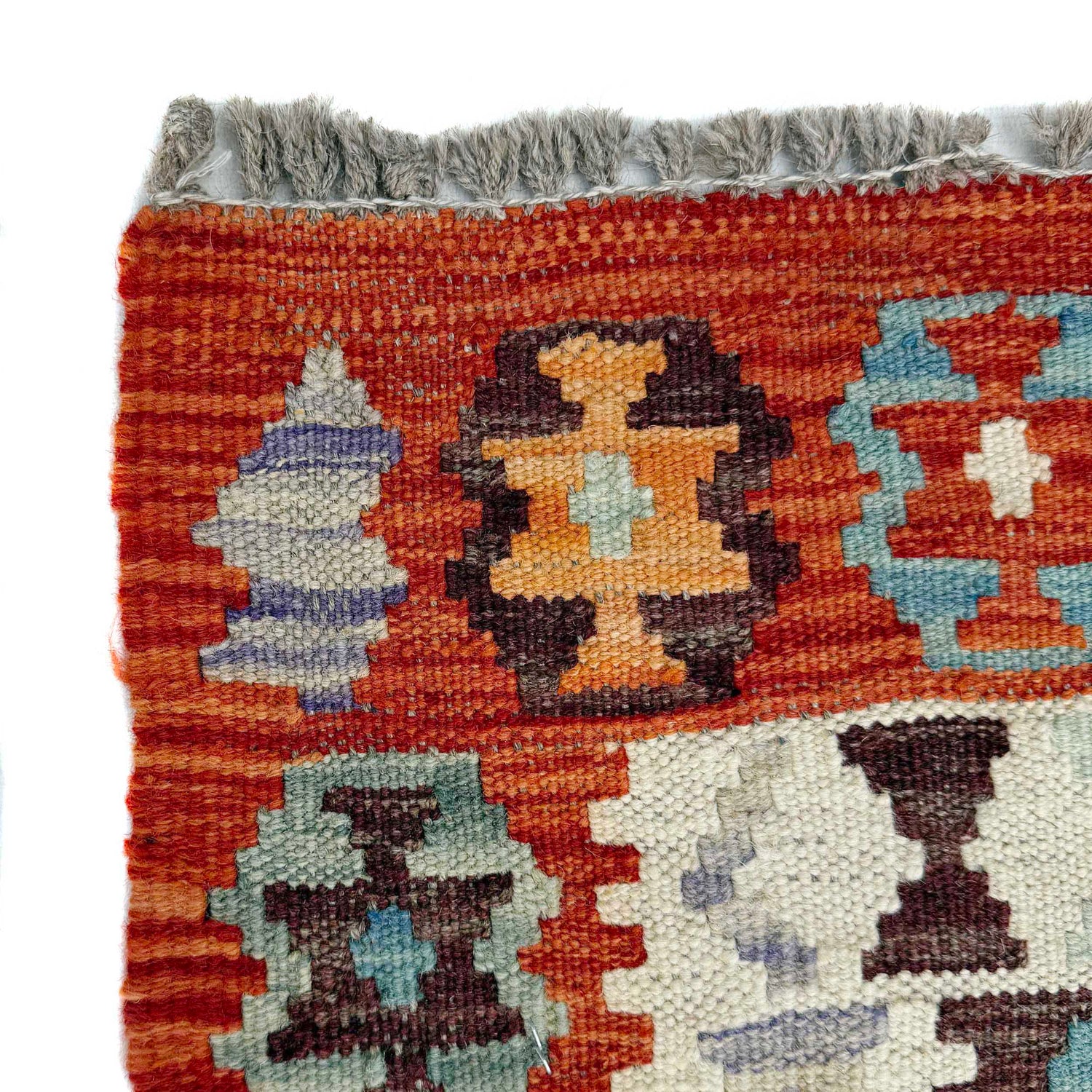 Multi Color ful Flat-Weave Wool Kilim Runner 2' 6" x 6' 7" ft / 75 x 200 cm - No. P37123