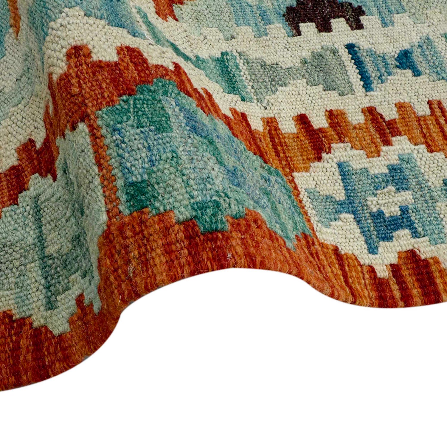 Multi Color ful Flat-Weave Wool Kilim Runner 2' 6" x 6' 7" ft / 75 x 200 cm - No. P37123