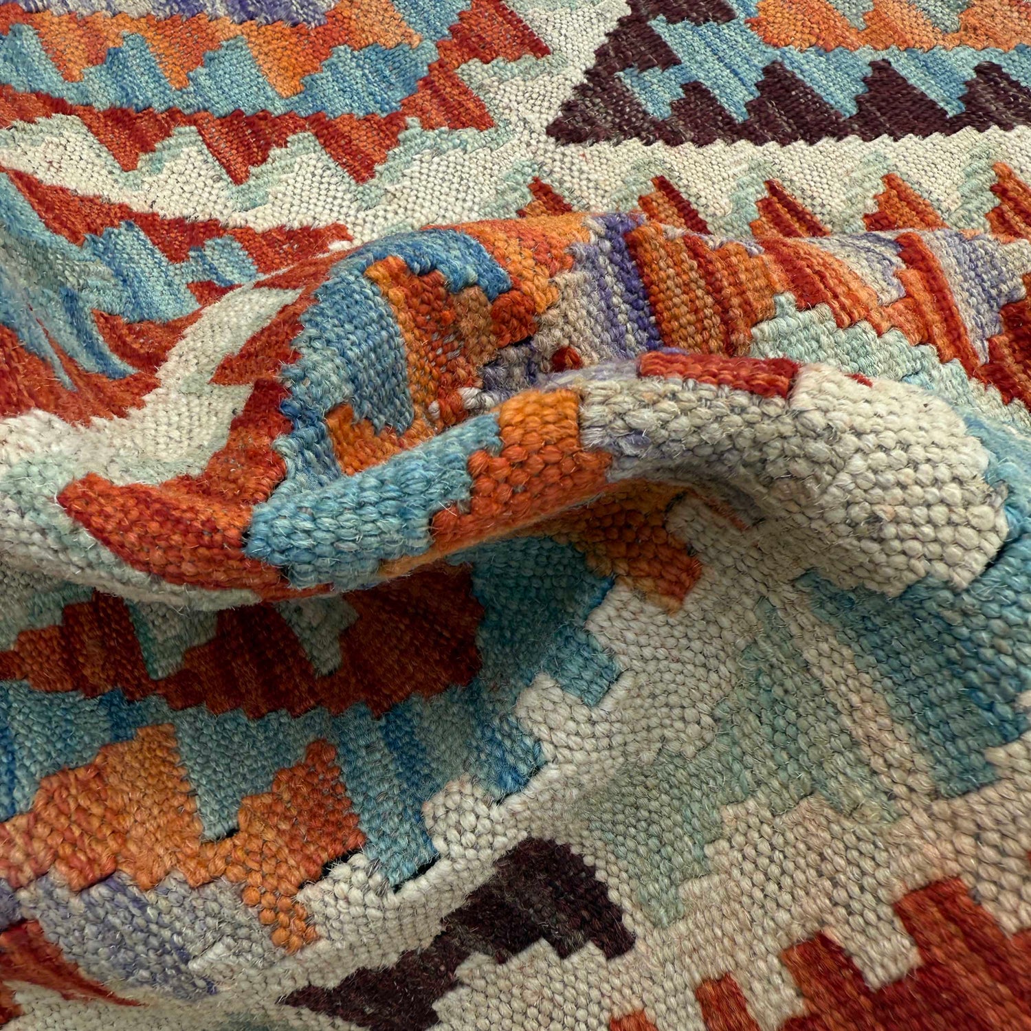 Multi Color ful Flat-Weave Wool Kilim Runner 2' 6" x 6' 7" ft / 75 x 200 cm - No. P37123