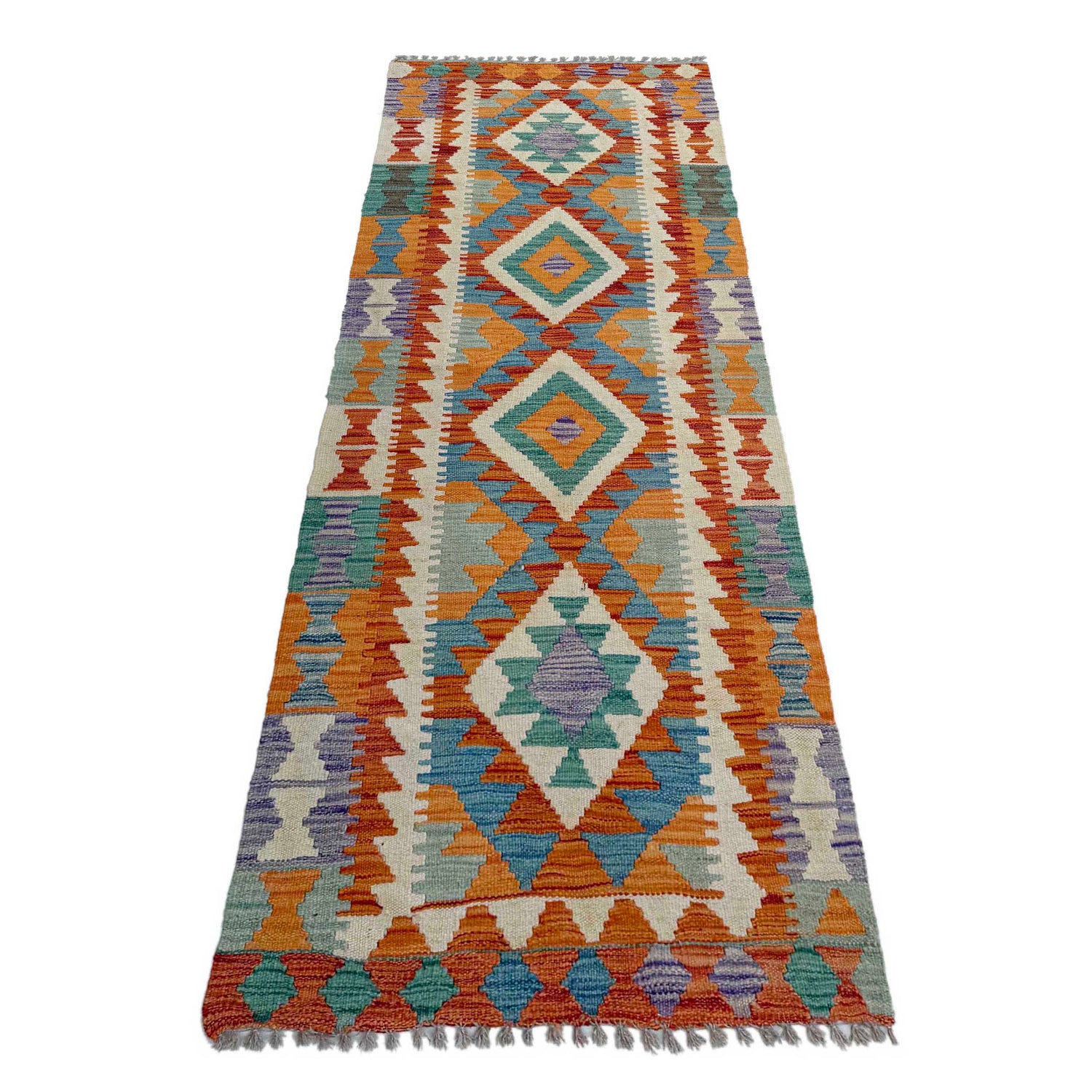 Handmade Vegetable Kilim Runner 2' 5" x 6' 7" ft / 74 x 200 cm - No. P37124