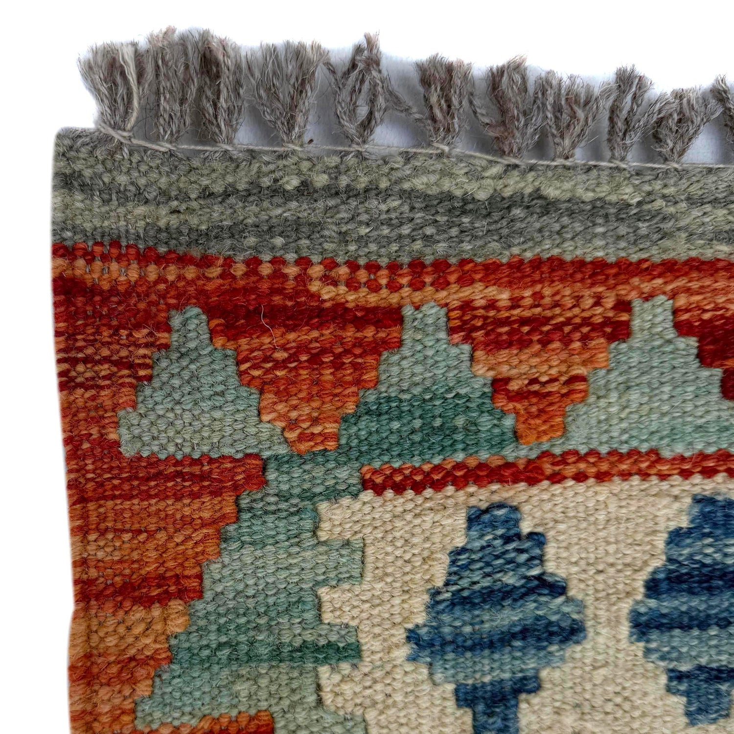 Hand Knotted Afghan Style Kilim Runner 2' 6" x 6' 8" ft / 76 x 203 cm - No. P37125