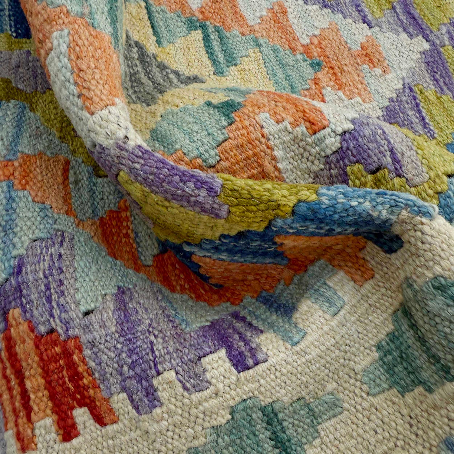 Hand Knotted Afghan Style Kilim Runner 2' 6" x 6' 8" ft / 76 x 203 cm - No. P37125