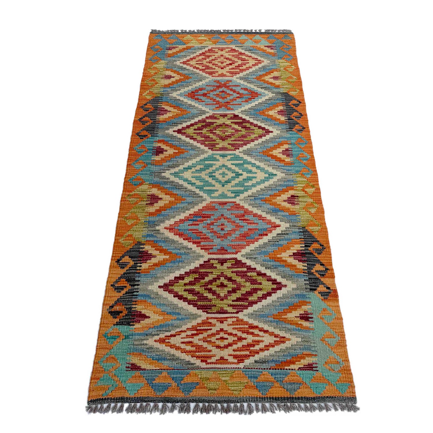 Handmade Vegetable Kelim Runner 2' 4" x 6' 3" ft / 72 x 190 cm - No. P37126