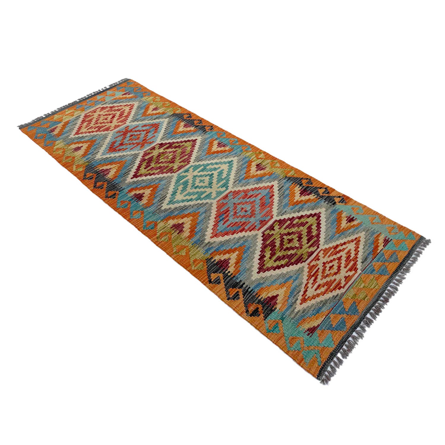 Handmade Vegetable Kelim Runner 2' 4" x 6' 3" ft / 72 x 190 cm - No. P37126