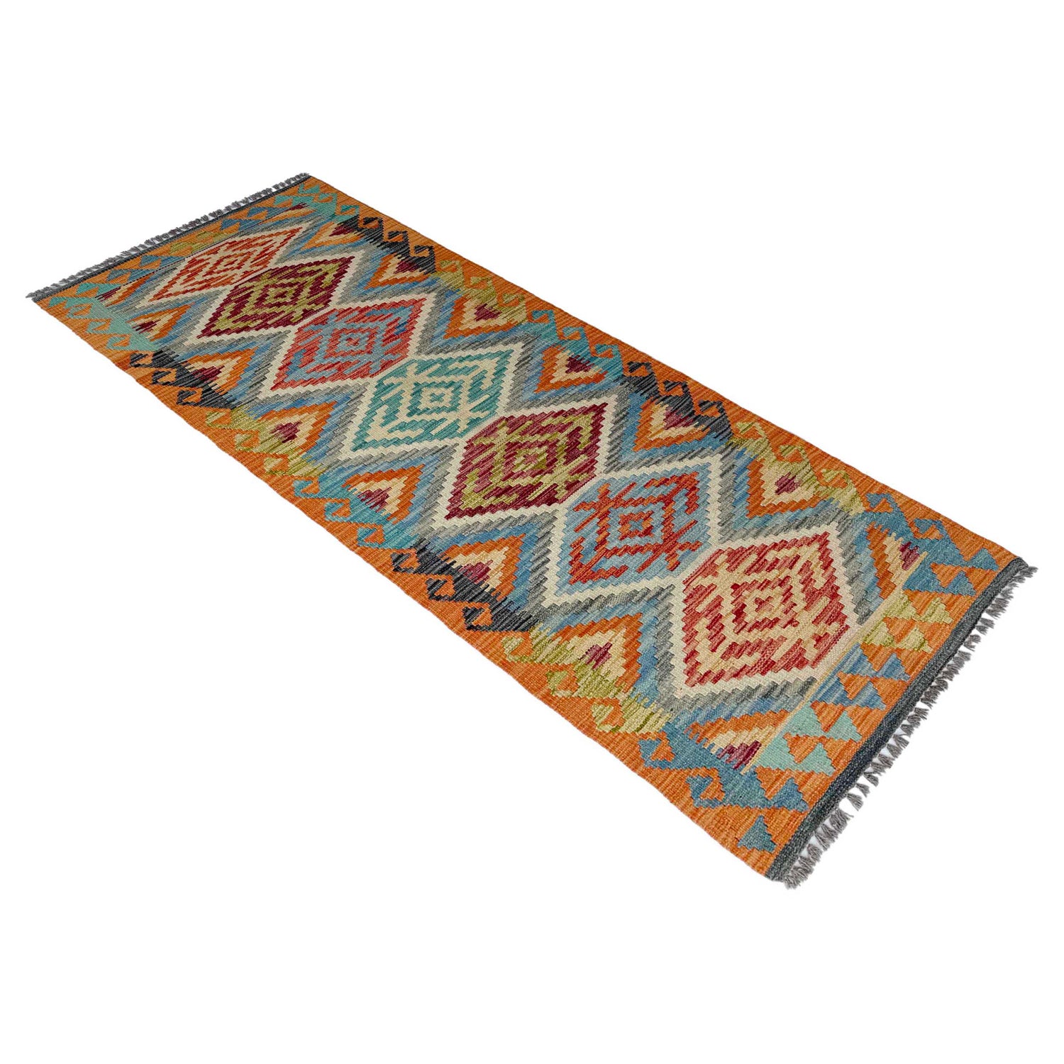 Handmade Vegetable Kelim Runner 2' 4" x 6' 3" ft / 72 x 190 cm - No. P37126