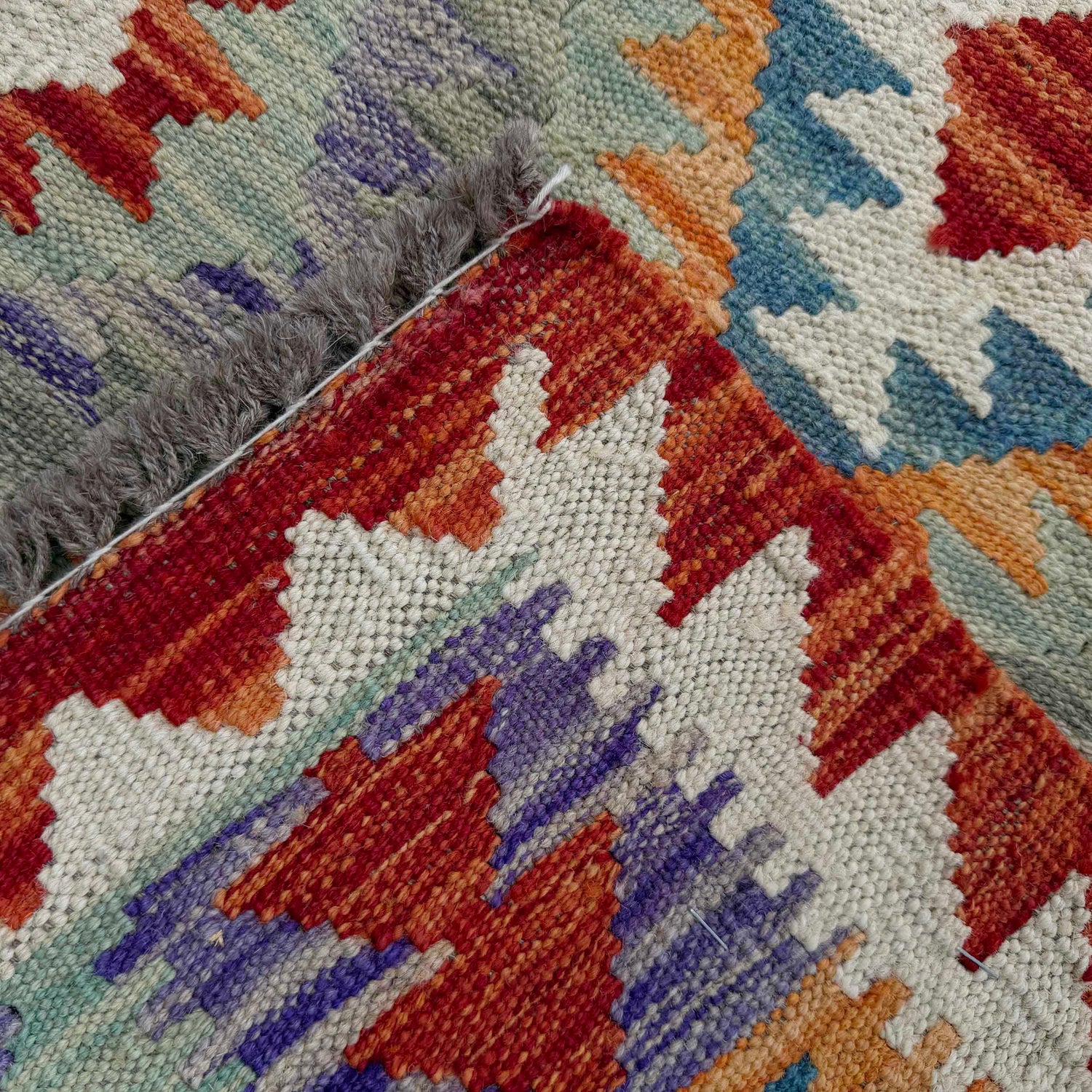 Hand Knotted Afghan Style Kilim Runner 2' 8" x 6' 3" ft / 82 x 190 cm - No. P37128