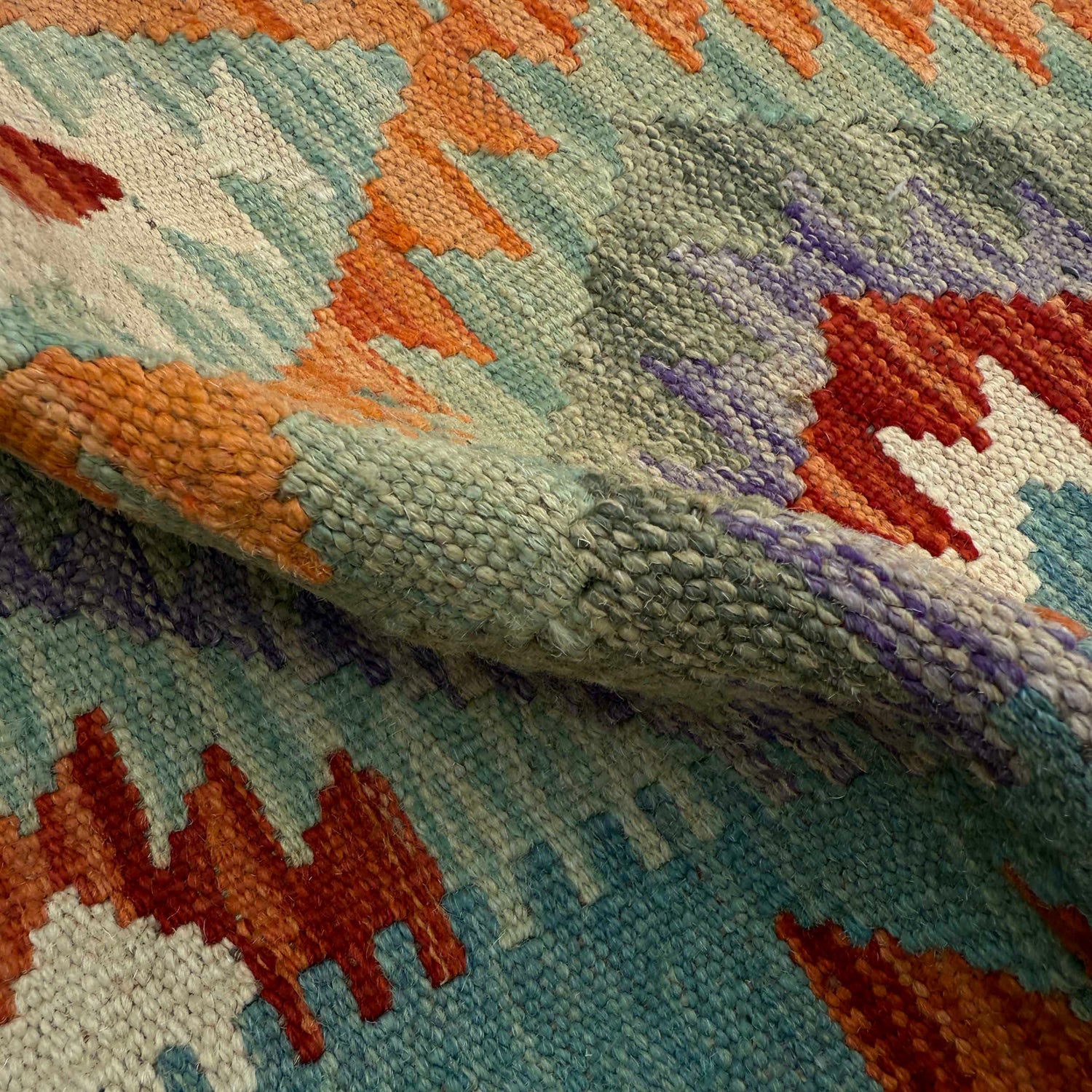 Hand Knotted Afghan Style Kilim Runner 2' 8" x 6' 3" ft / 82 x 190 cm - No. P37128