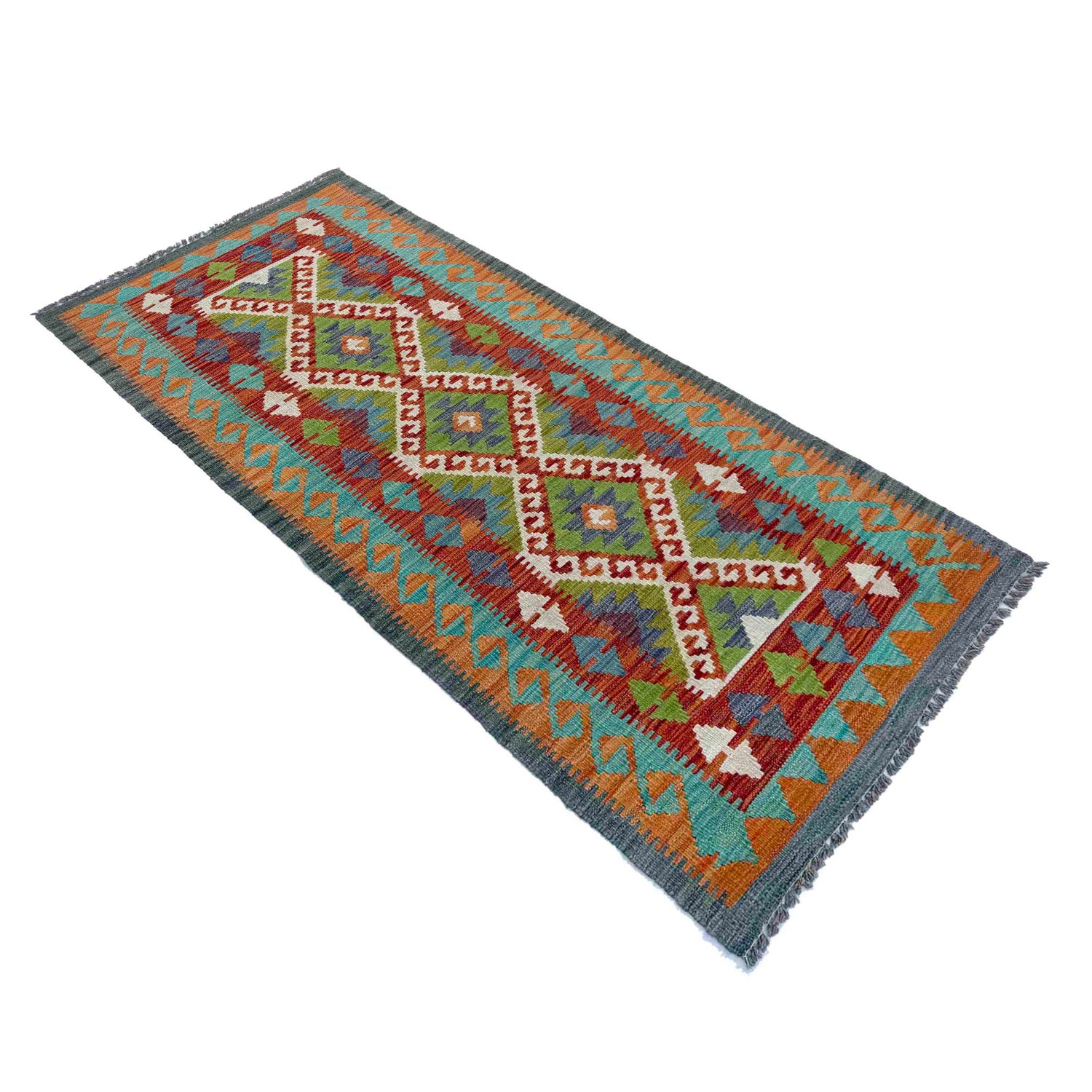 Short Chobi Kilim Runner 2' 5" x 6' 7" ft / 73 x 200 cm - No. P37131
