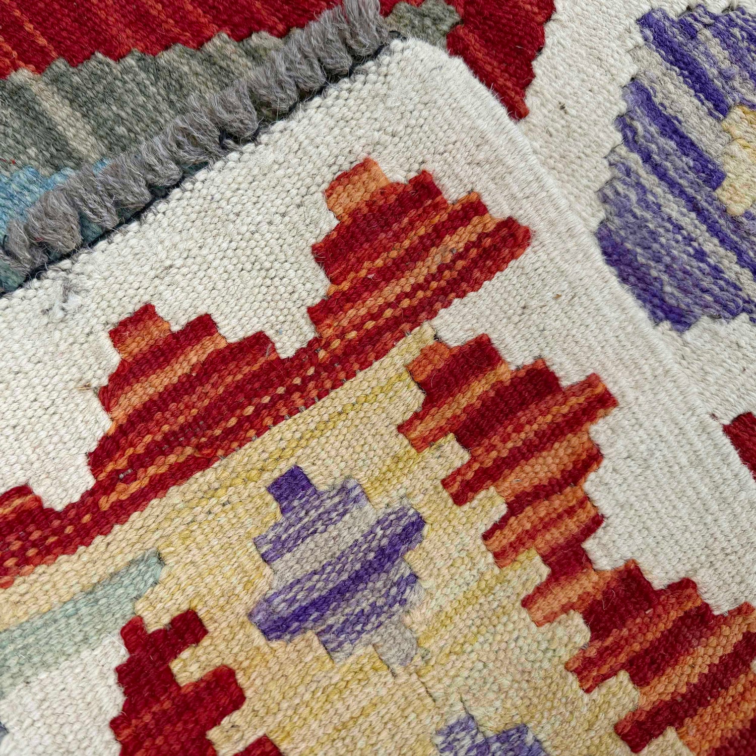 Hand Woven Wool Kelim Runner 2' 6" x 6' 4" ft / 75 x 192 cm - No. P37134