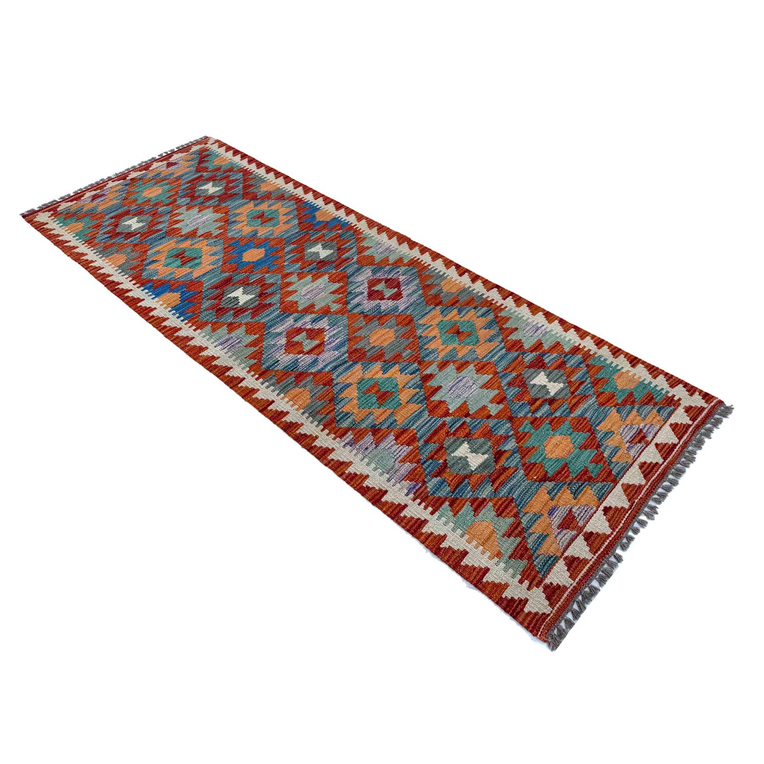 Hand Knotted Flatweave Kilim Runner 2' 5" x 6' 5" ft / 73 x 196 cm - No. P37135