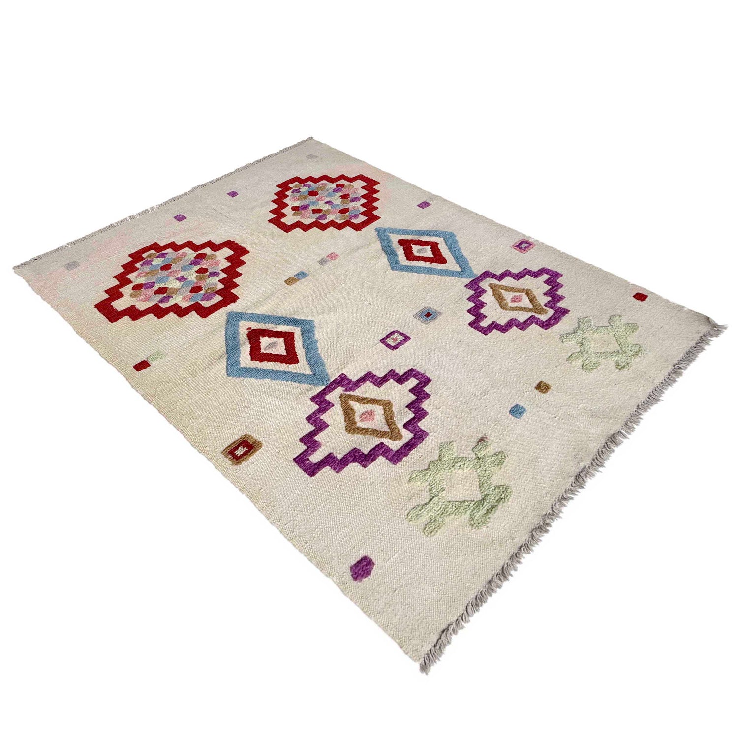 Design Embroidery Kilim 4' 0" x 6' 1" ft / 121 x 185 cm - No. P37136
