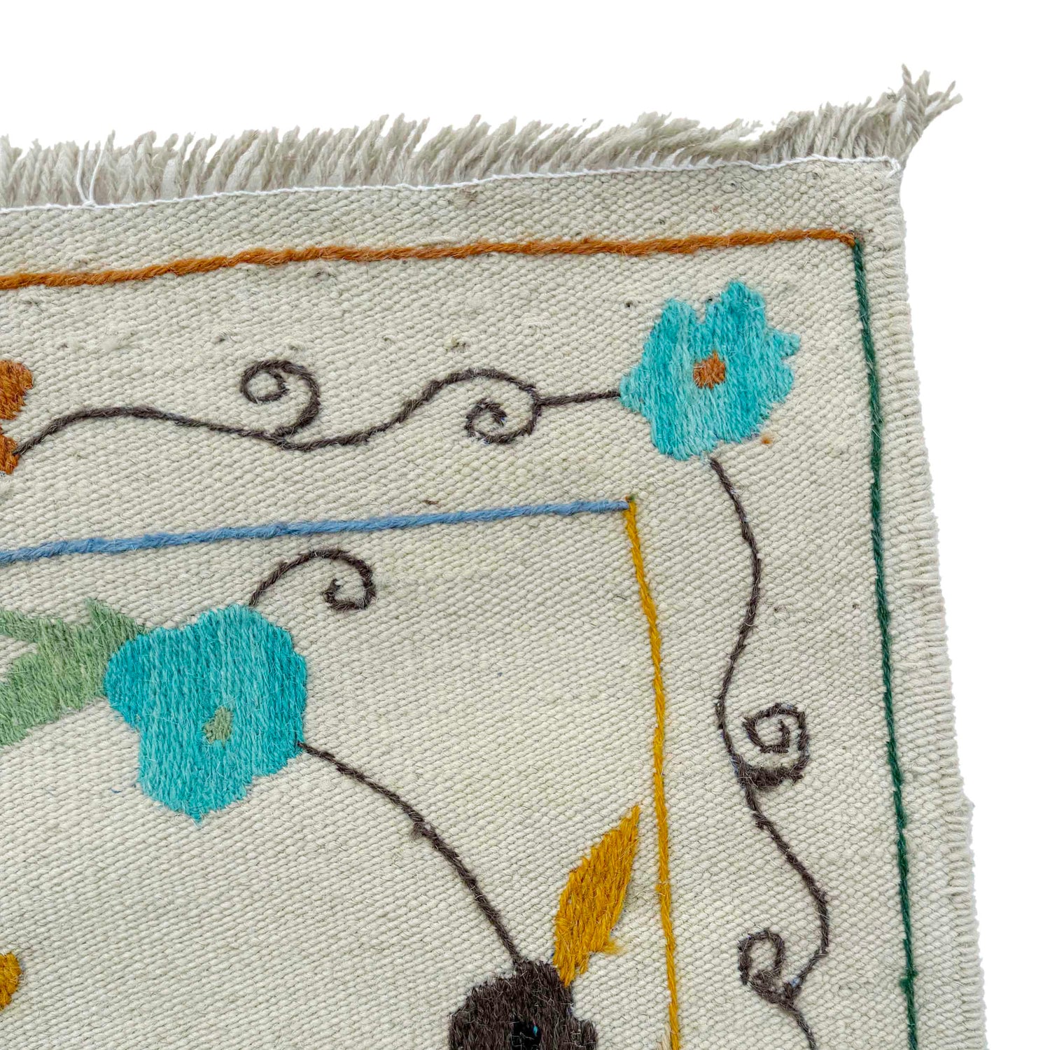 Design Embroidery Kilim 3' 5" x 6' 6" ft / 103 x 198 cm - No. P37138