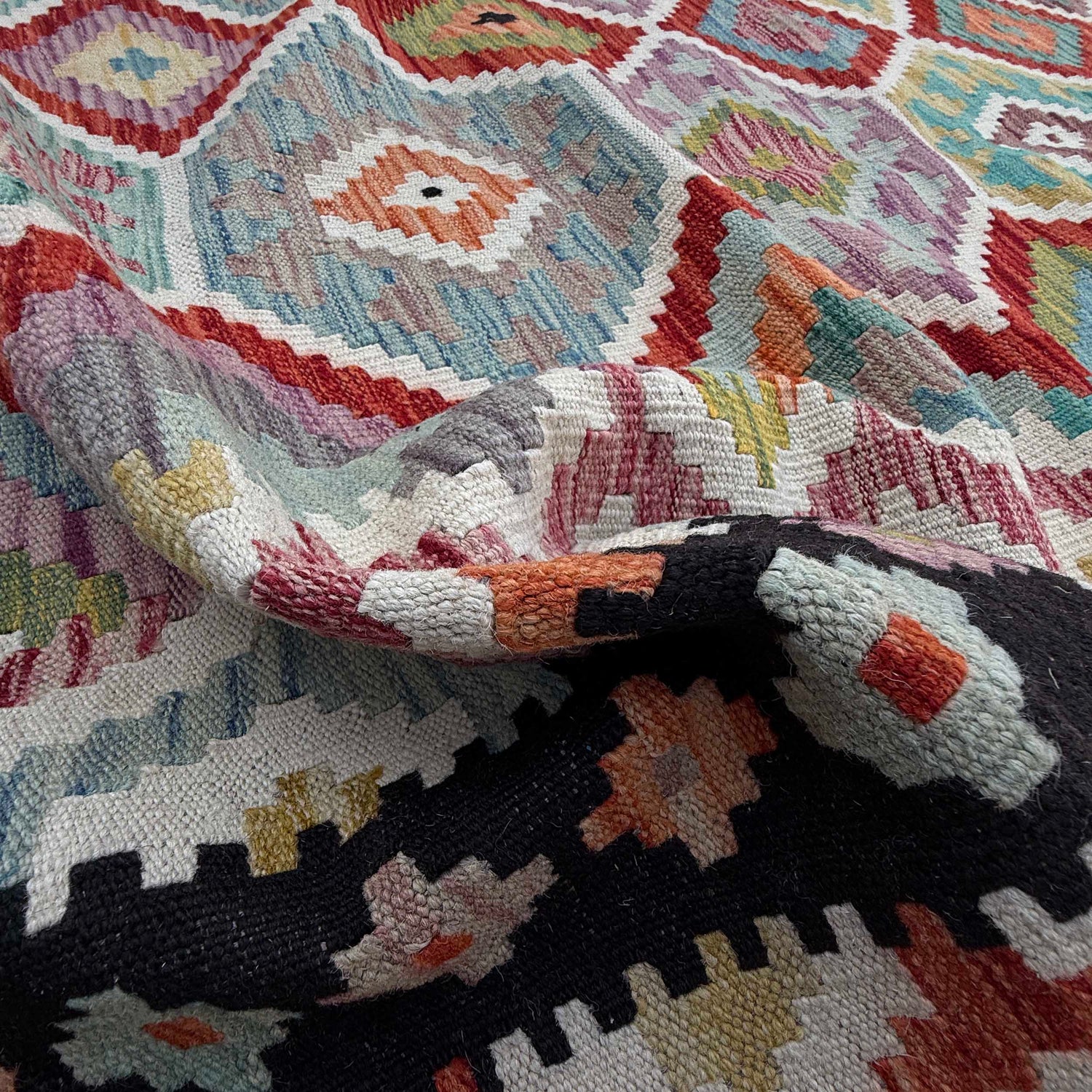 Hand Made Afghan Kilim 8' 5" x 11' 5" ft / 257 x 348 cm - No. P37143