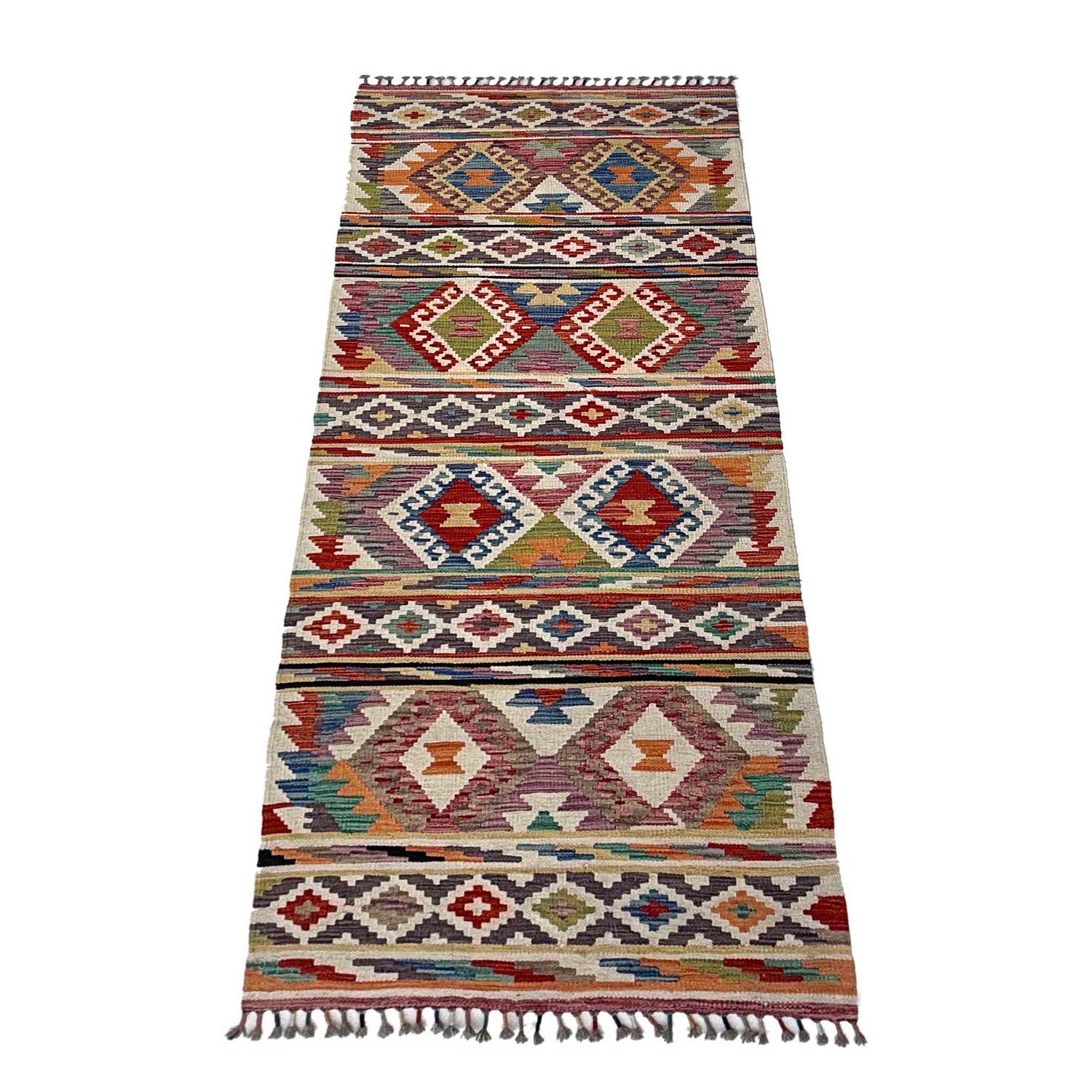 Hand Knotted Flatweave Kilim Runner 2' 9" x 8' 1" ft / 83 x 246 cm - No. P37144