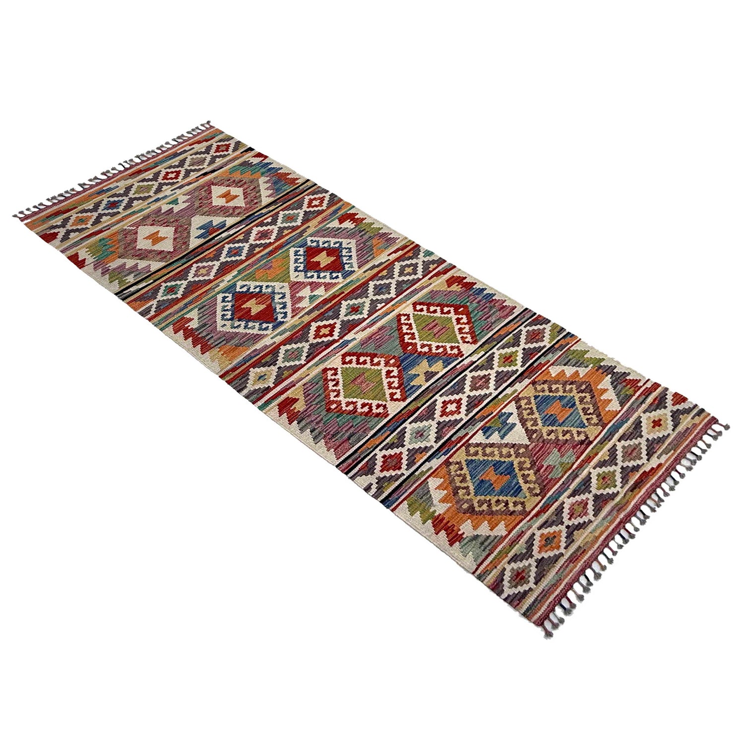 Hand Knotted Flatweave Kilim Runner 2' 9" x 8' 1" ft / 83 x 246 cm - No. P37144