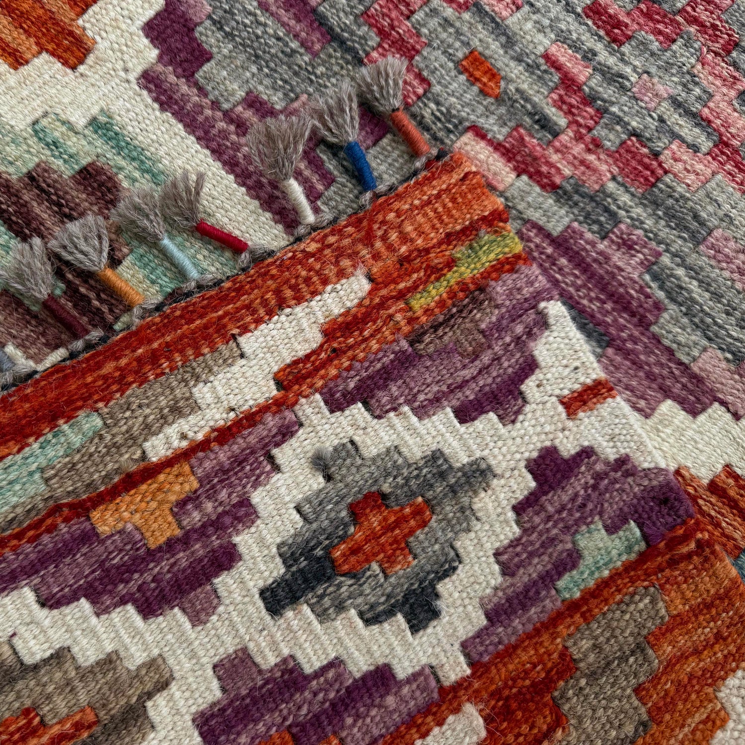 Handmade Afghan Vegetable Kilim Runner 2' 10" x 8' 1" ft / 87 x 246 cm - No. P37176