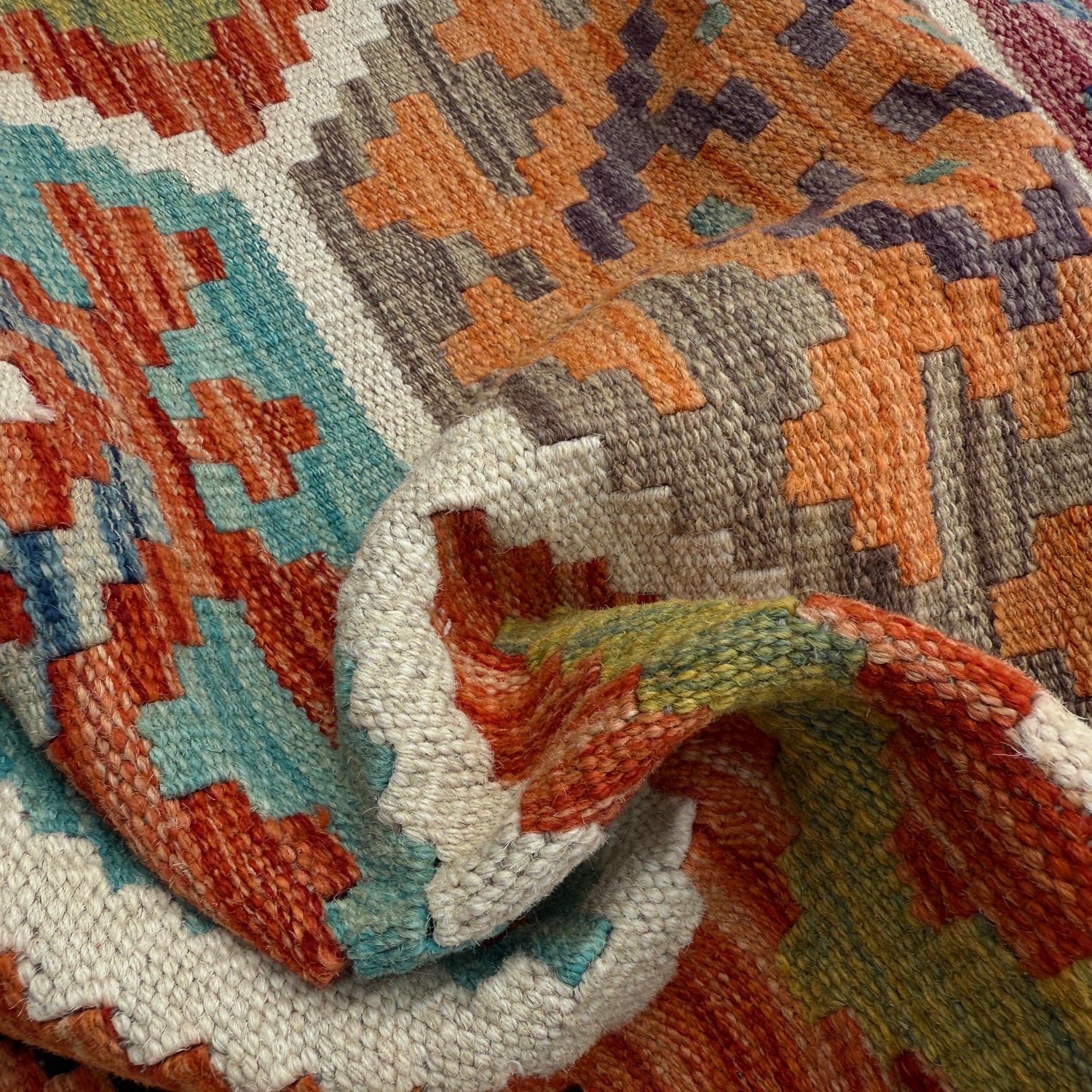 Handmade Afghan Vegetable Kilim Runner 2' 10" x 8' 1" ft / 87 x 246 cm - No. P37176