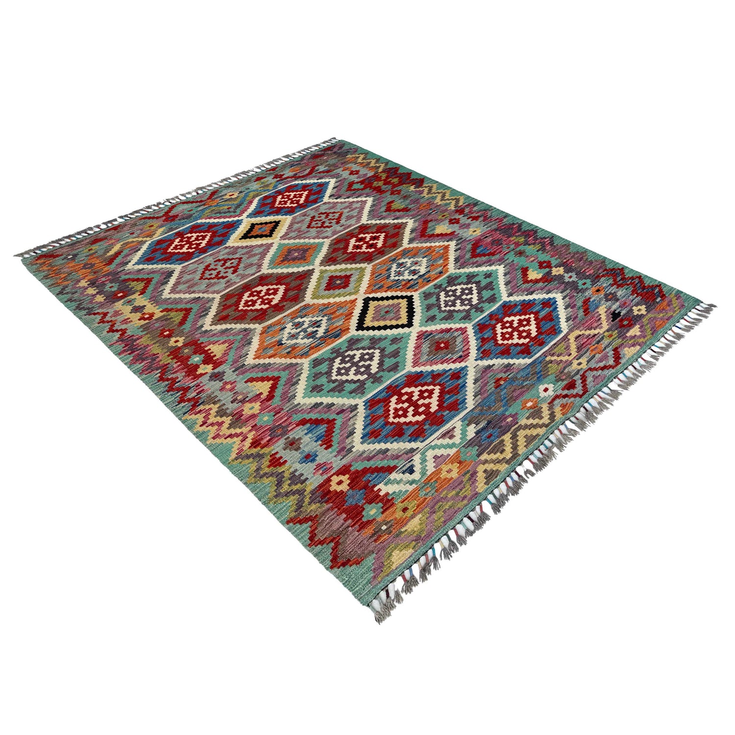 Hand Knotted Flatweave Kilim 5' 0" x 6' 7" ft / 152 x 201 cm - No. P37178
