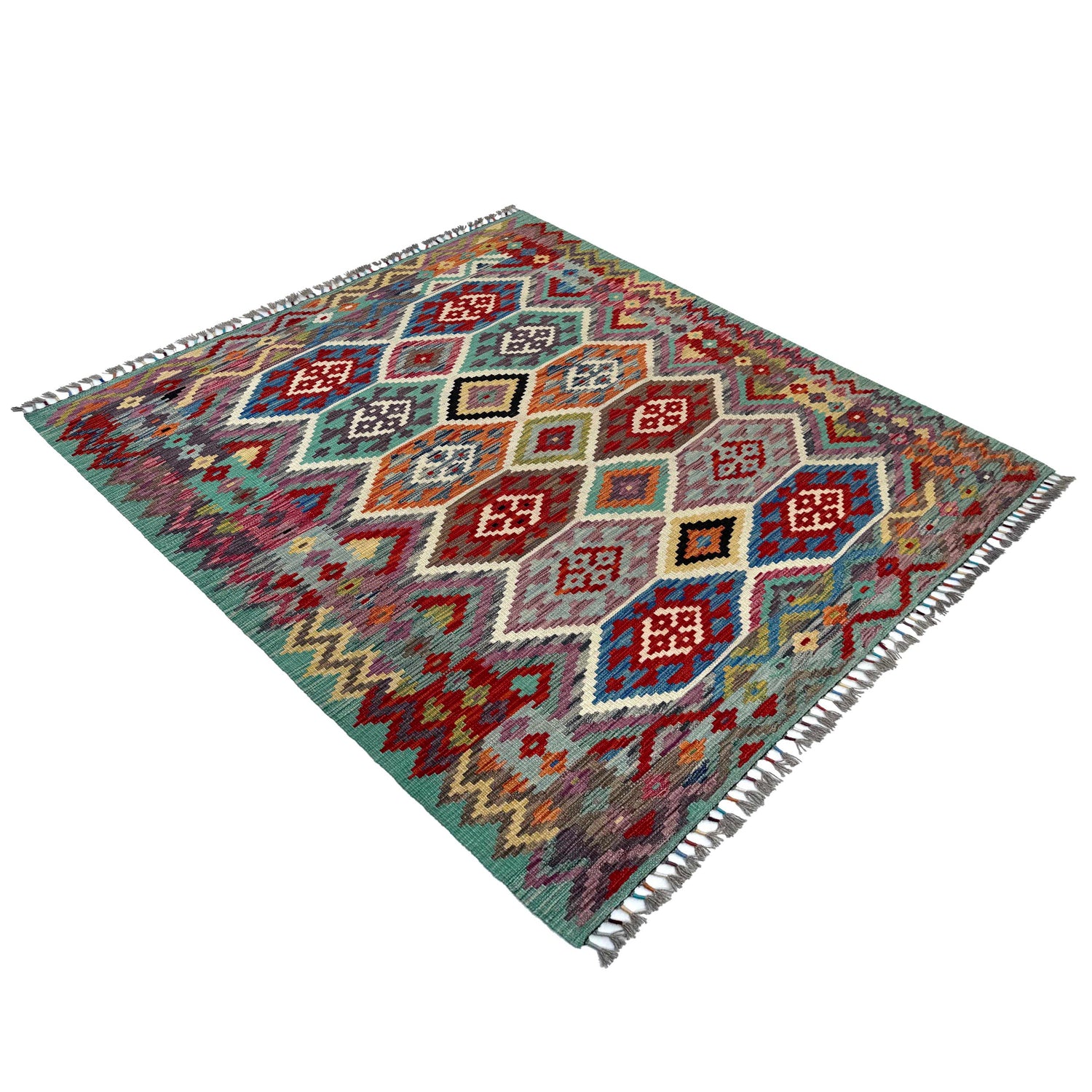 Hand Knotted Flatweave Kilim 5' 0" x 6' 7" ft / 152 x 201 cm - No. P37178