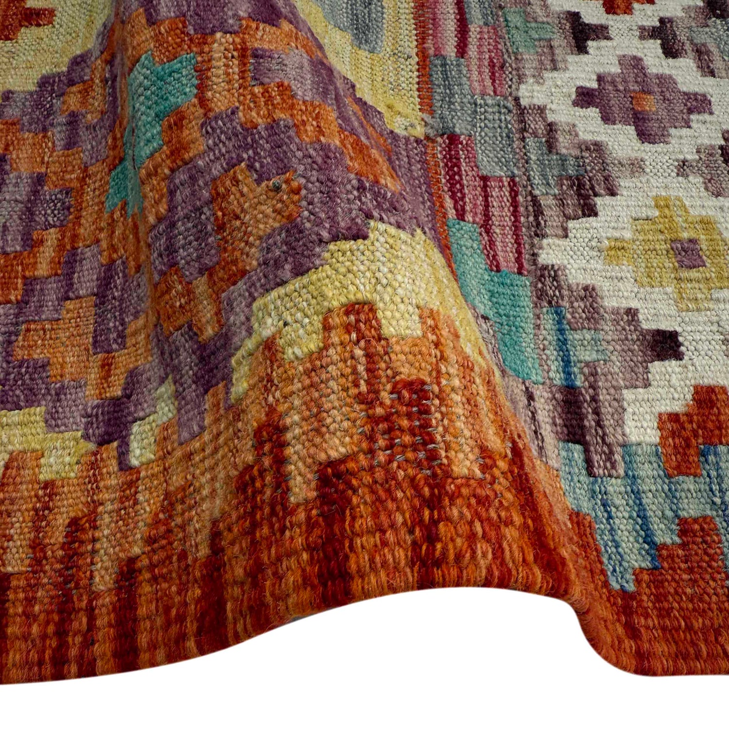 Handmade Afghan Vegetable Kilim 5' 0" x 6' 3" ft / 152 x 190 cm - No. P37179