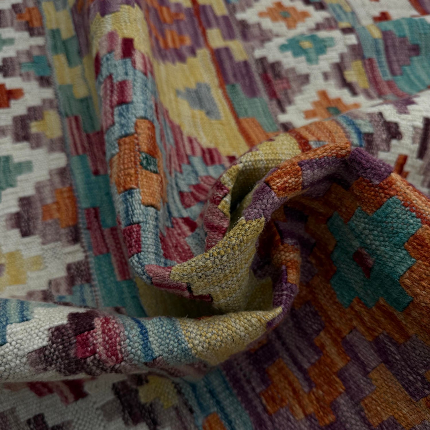 Handmade Afghan Vegetable Kilim 5' 0" x 6' 3" ft / 152 x 190 cm - No. P37179