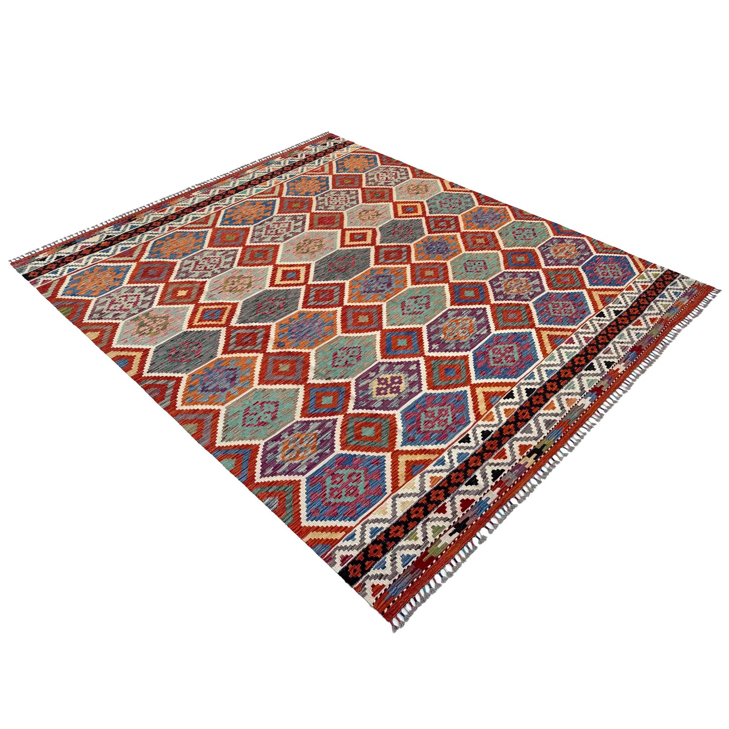 Handmade Turkish Design Wool Kilim 8' 4" x 10' 0" ft / 253 x 304 cm - No. P37180