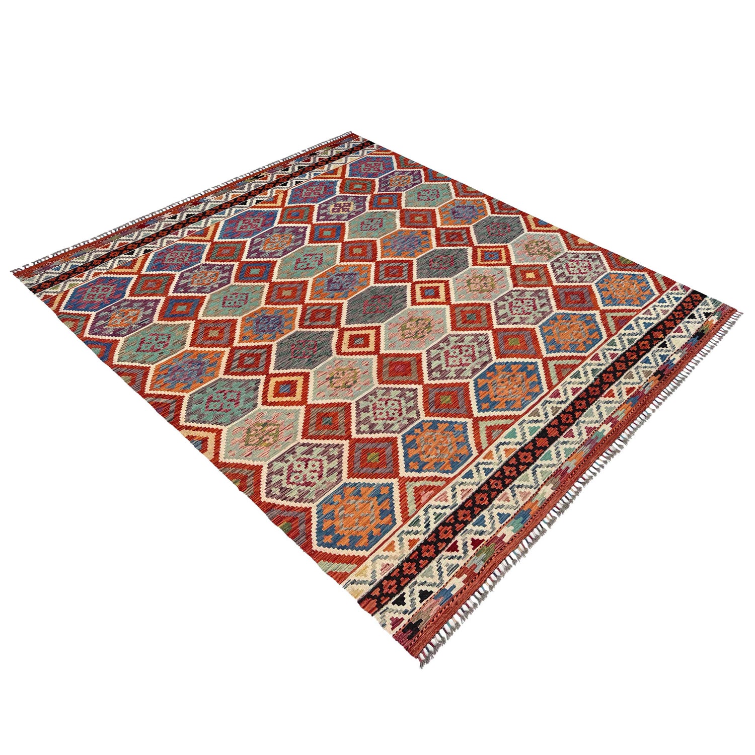 Handmade Turkish Design Wool Kilim 8' 4" x 10' 0" ft / 253 x 304 cm - No. P37180