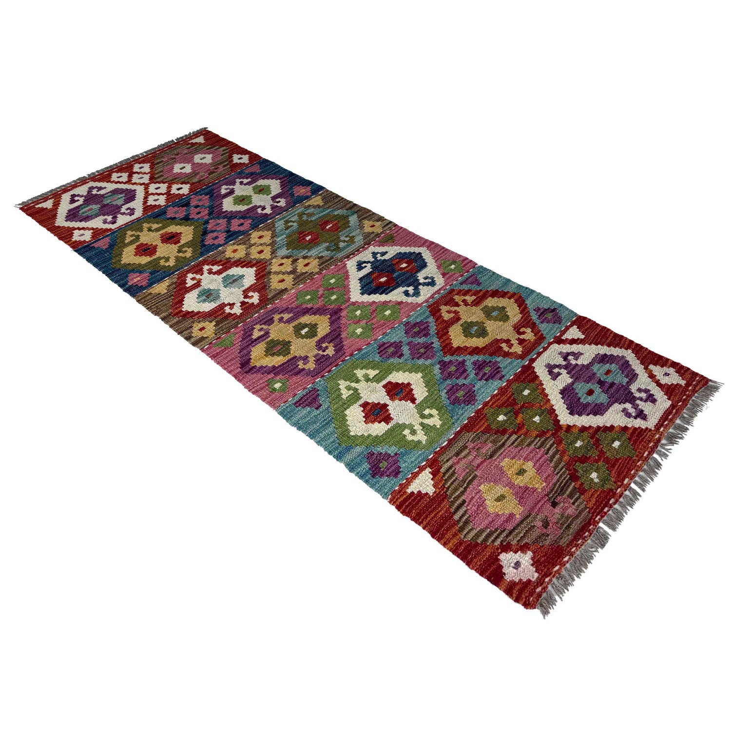 Hand Knotted Afghan Style Kilim Runner 1' 8" x 4' 10"  ft / 52 x 148 cm - No. P37208