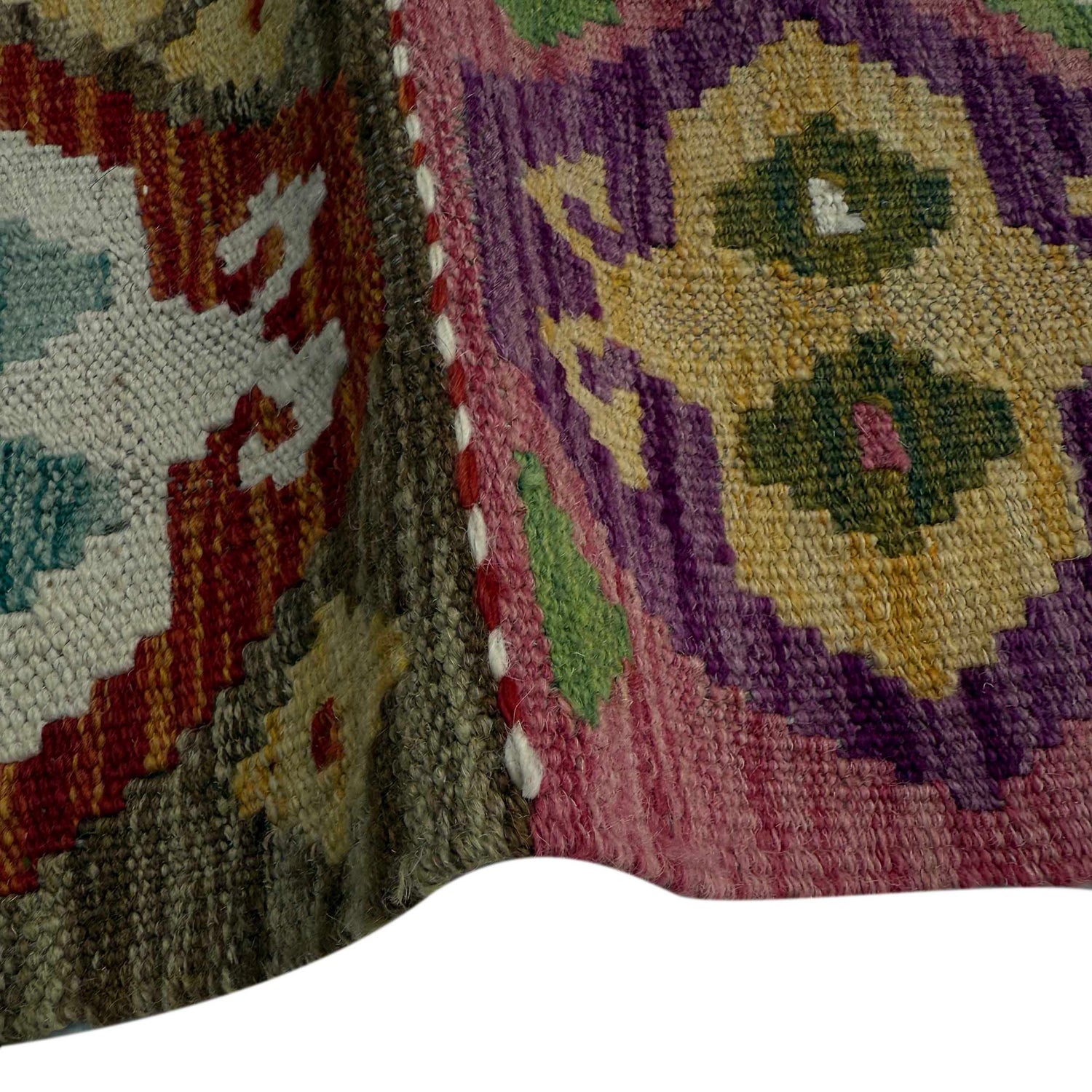 Hand Knotted Afghan Style Kilim Runner 1' 8" x 4' 10"  ft / 52 x 148 cm - No. P37208