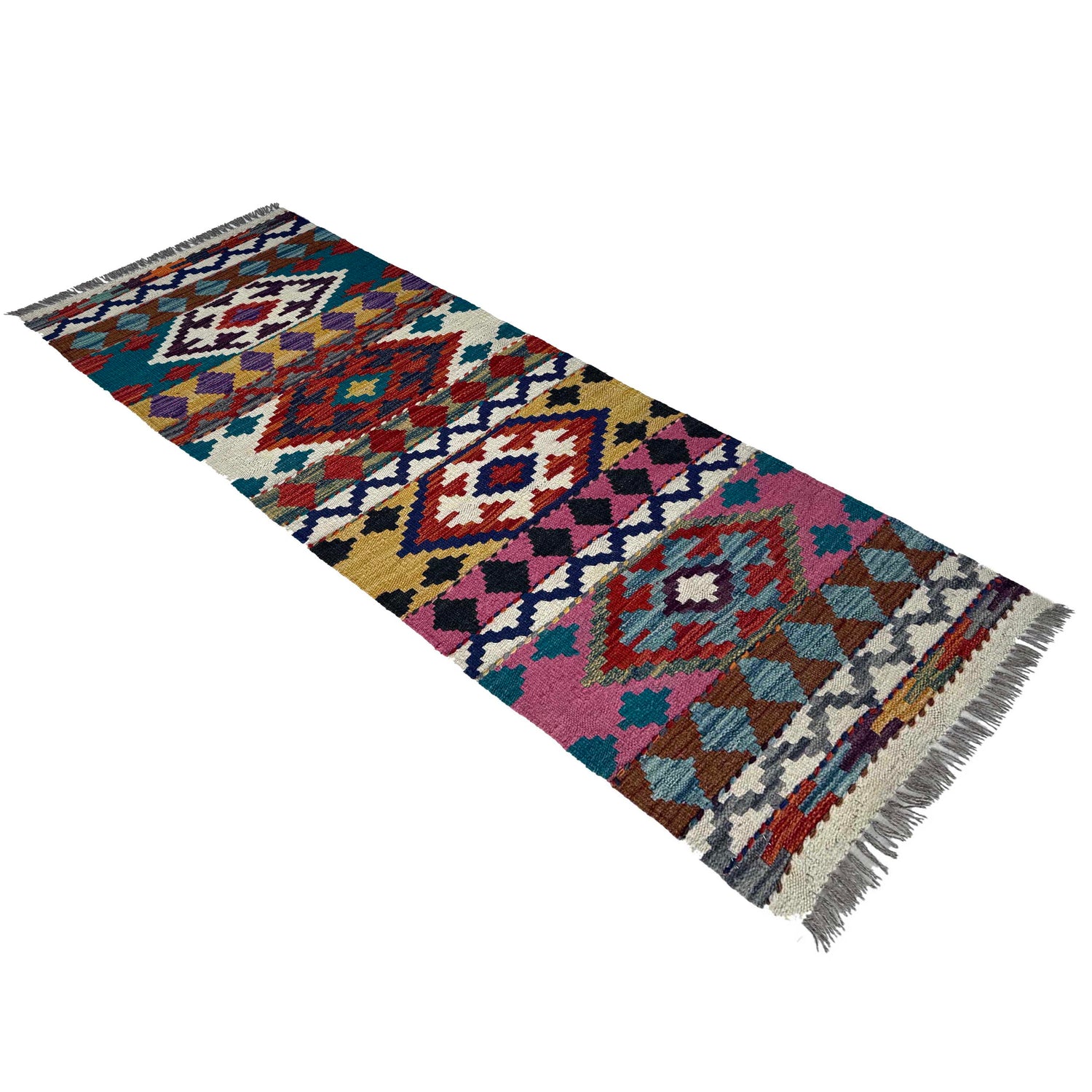 Handmade Turkish Design Wool Kilim Runner 1' 9" x 4' 10"  ft / 53 x 147 cm - No. P37212