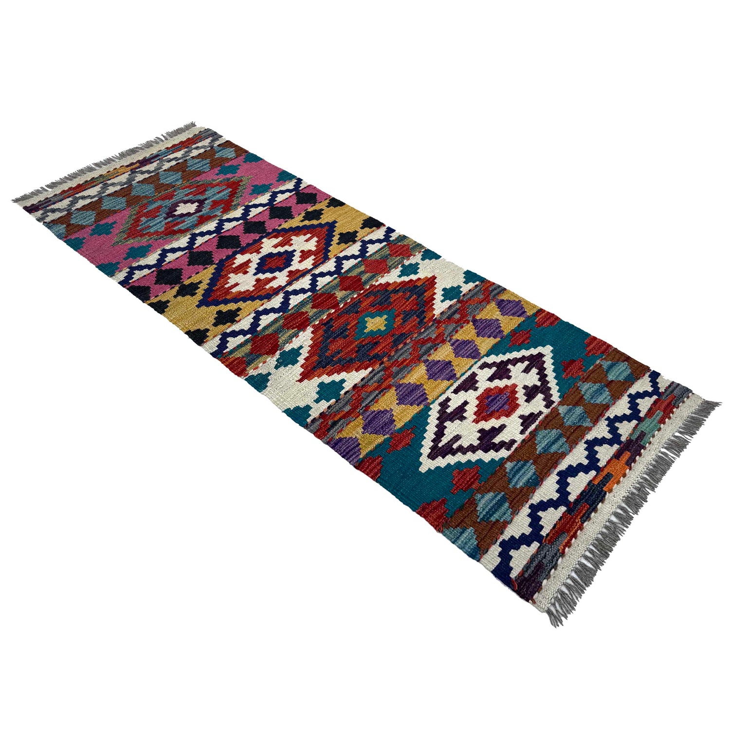 Handmade Turkish Design Wool Kilim Runner 1' 9" x 4' 10"  ft / 53 x 147 cm - No. P37212