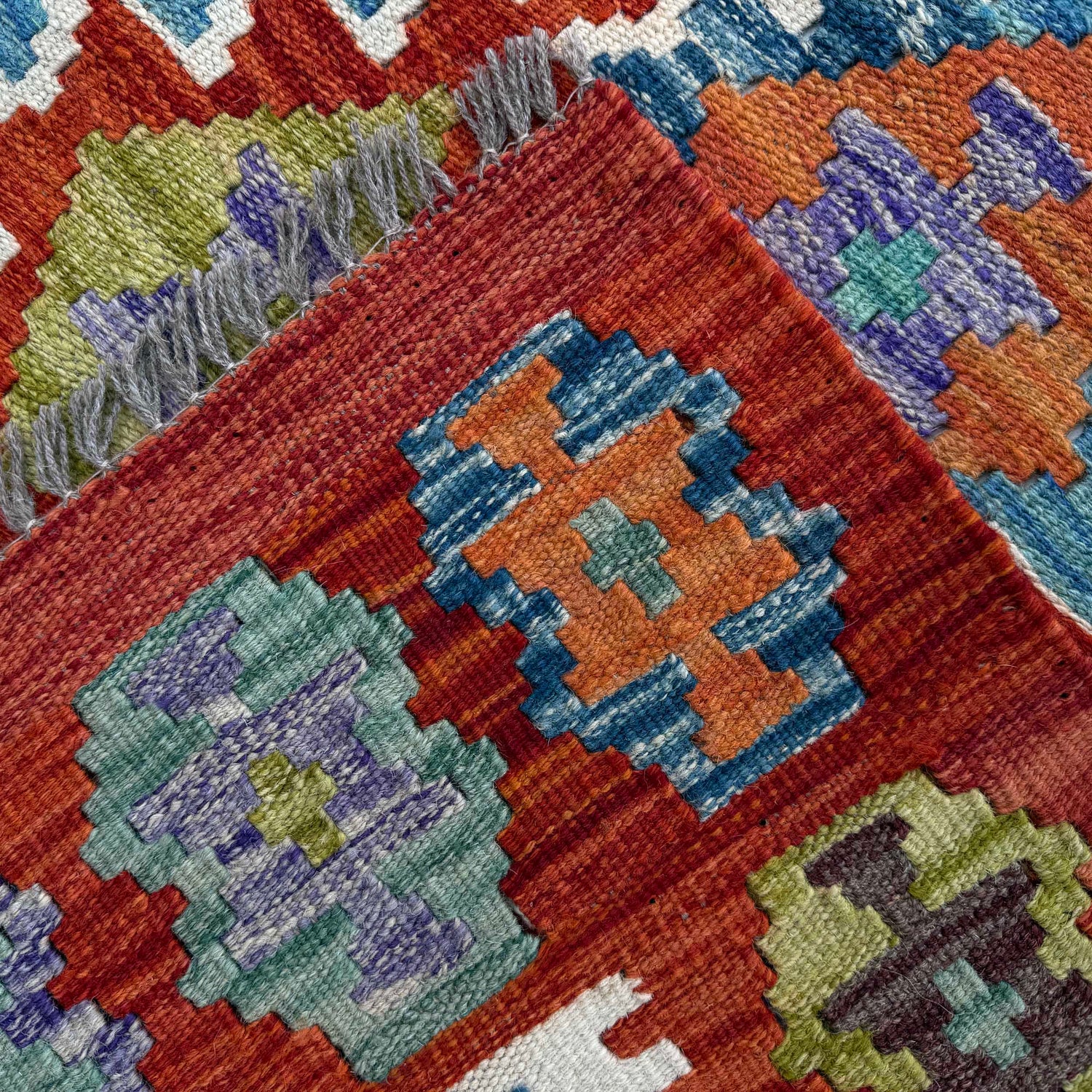 Handmade Afghan Vegetable Kilim 7' 3" x 10' 4" ft / 222 x 314 cm - No. P37216
