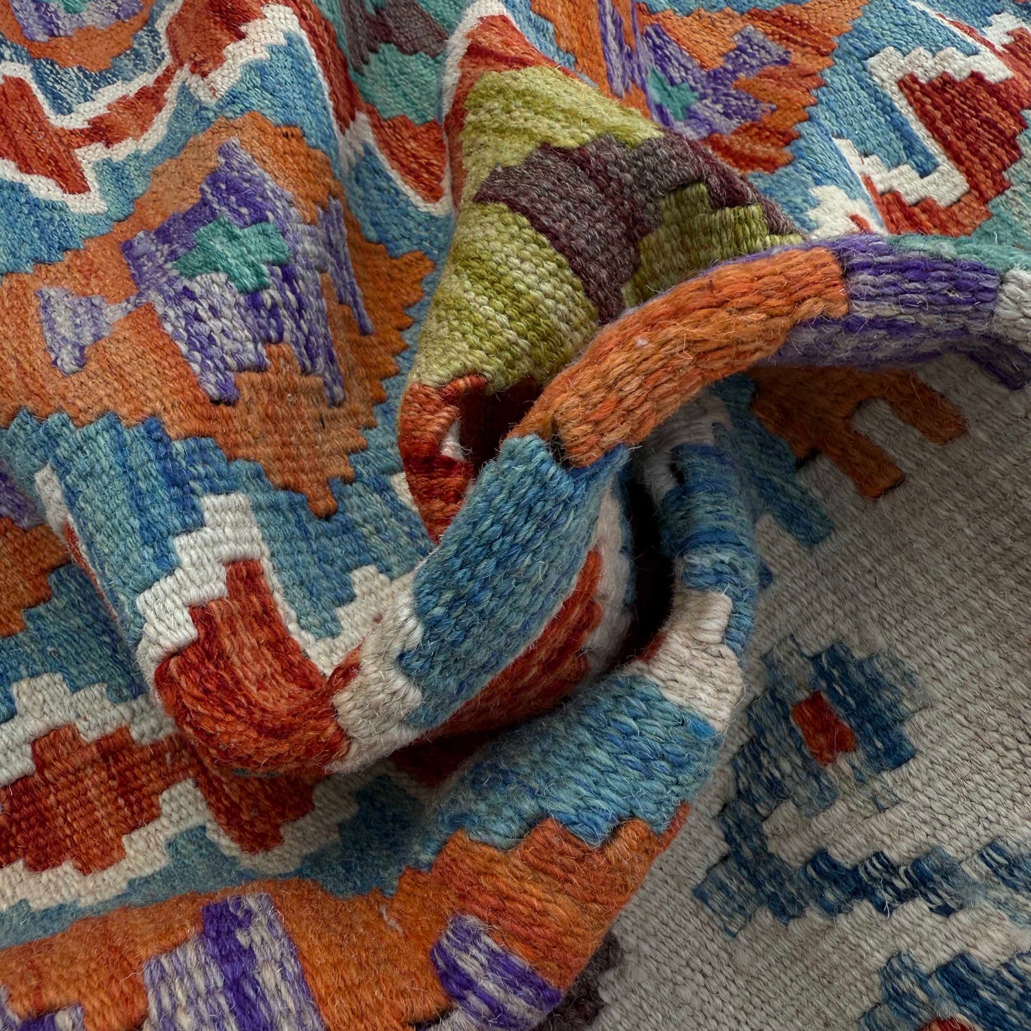 Handmade Afghan Vegetable Kilim 7' 3" x 10' 4" ft / 222 x 314 cm - No. P37216