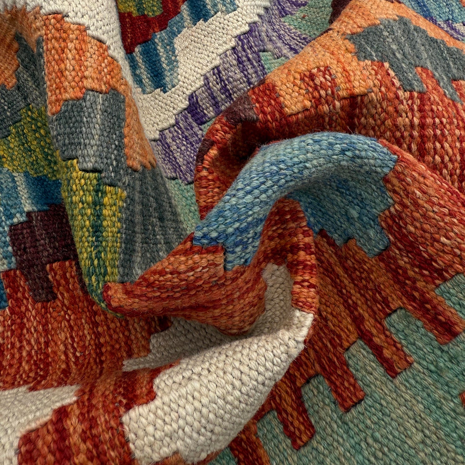 Hand Knotted Afghan Style Kilim 6' 5" x 9' 7" ft / 196 x 292 cm - No. P37217