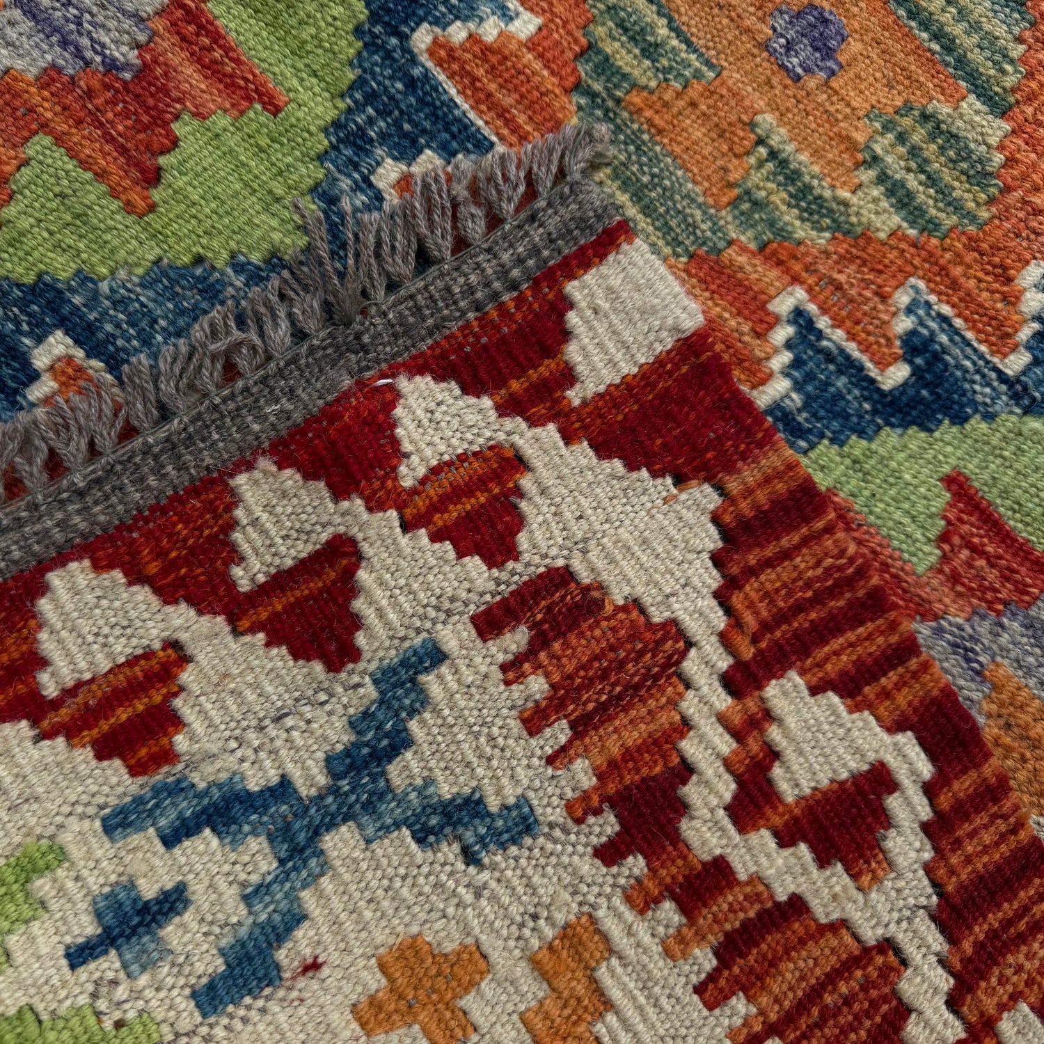 Hand Woven Wool Kelim Runner 3' 0" x 6' 10" ft / 92 x 209 cm - No. P37219