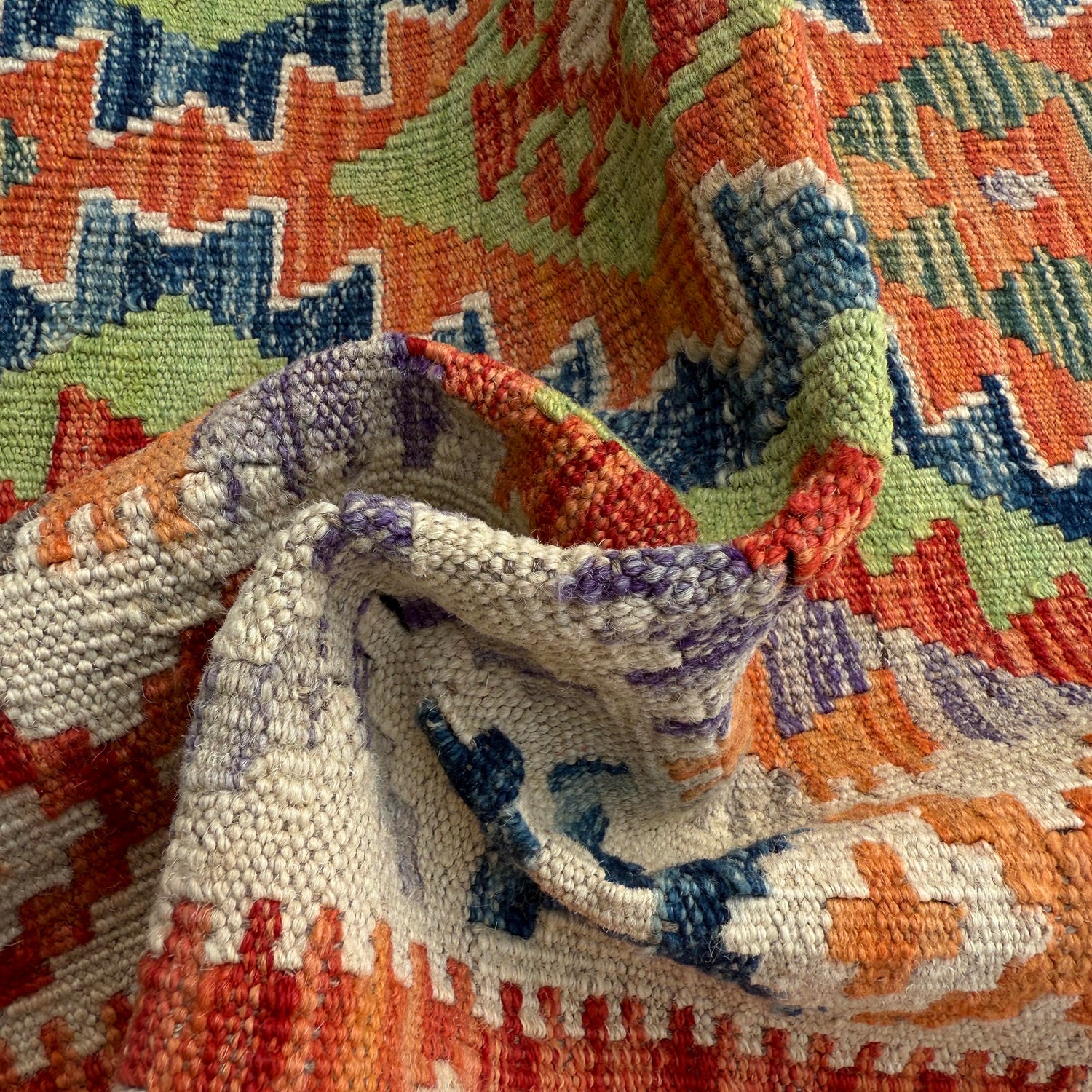 Hand Woven Wool Kelim Runner 3' 0" x 6' 10" ft / 92 x 209 cm - No. P37219