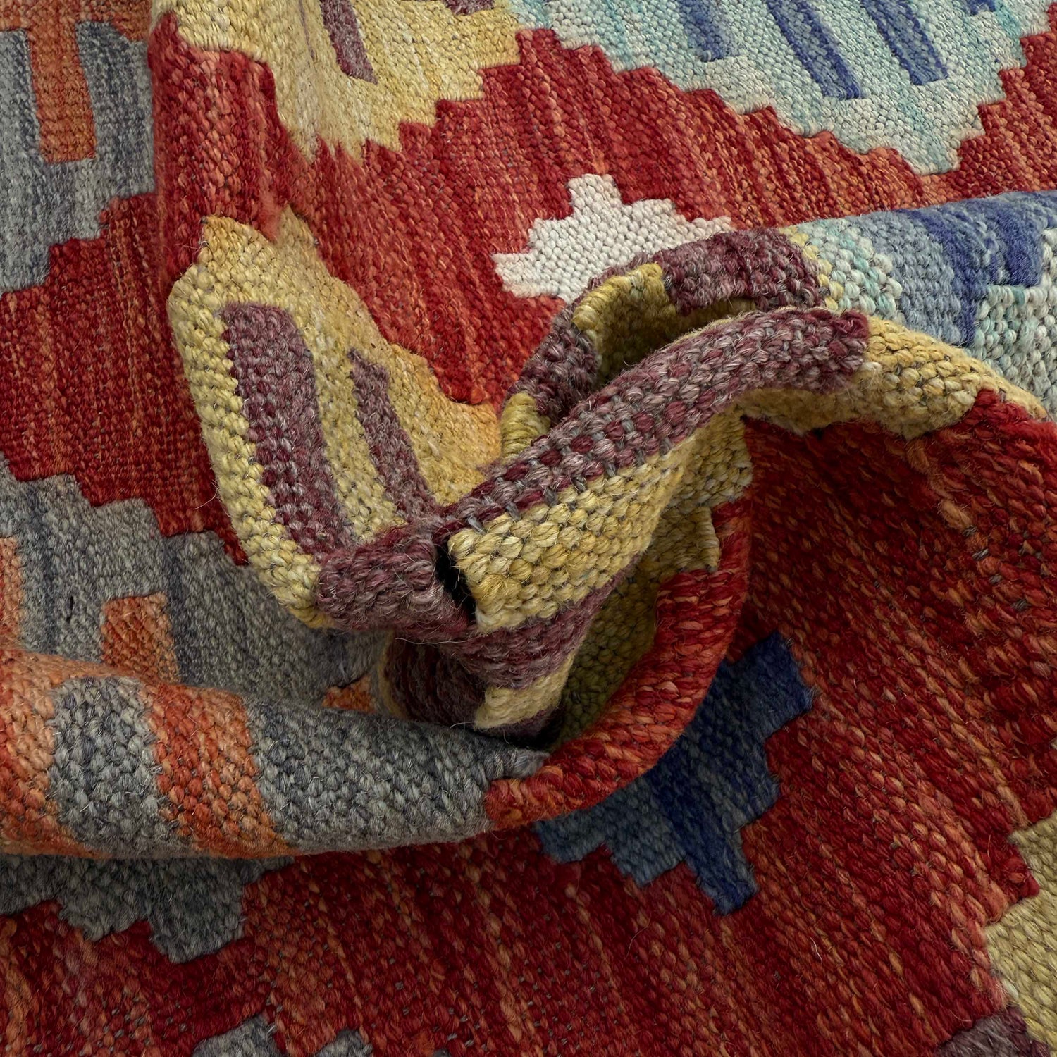 Handmade Afghan Vegetable Kilim5' 0" x 6' 3" ft / 152 x 191 cm - No. P37227