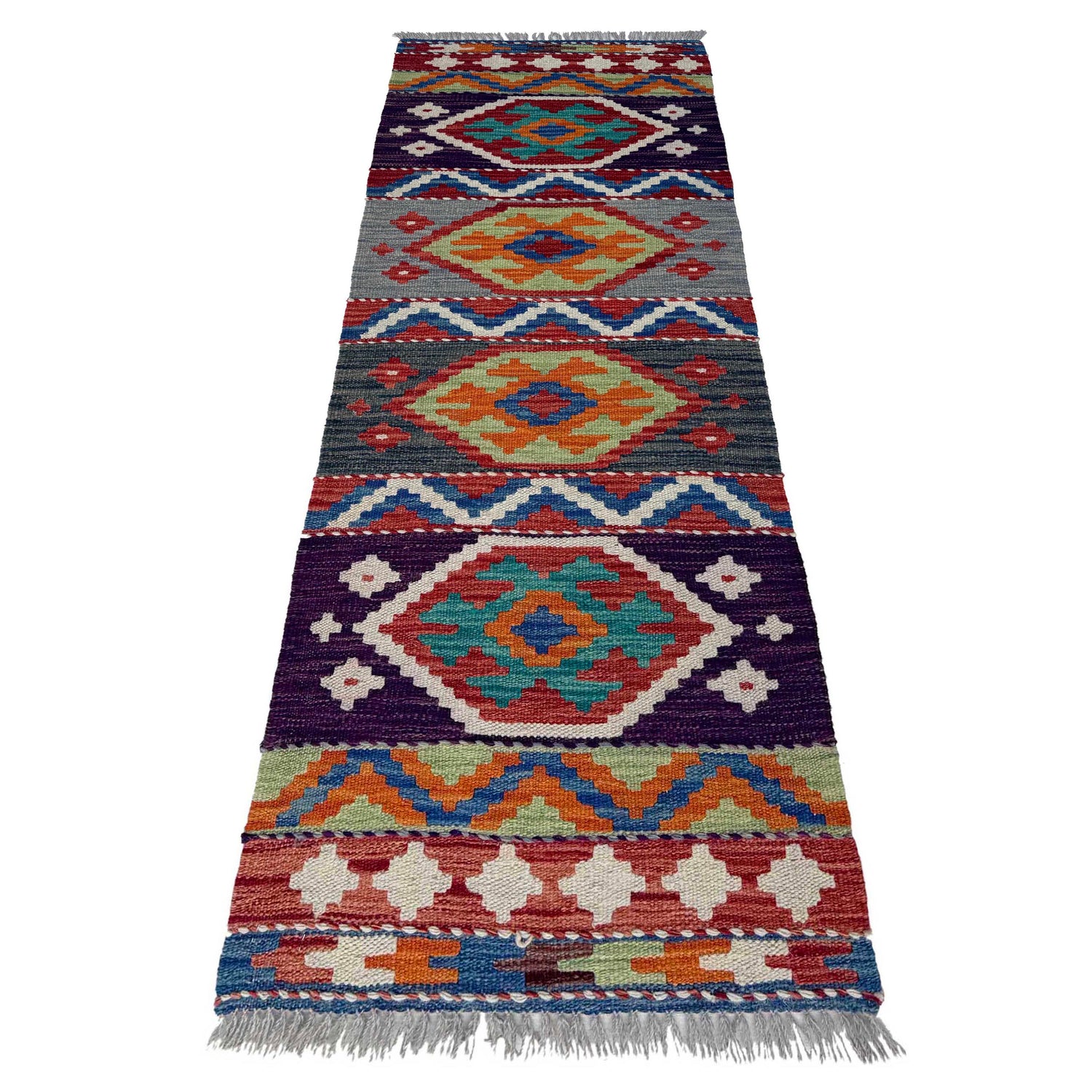 Hand Knotted Flatweave Kilim Runner 1' 8" x 4' 11"  ft / 50 x 149 cm - No. P37230