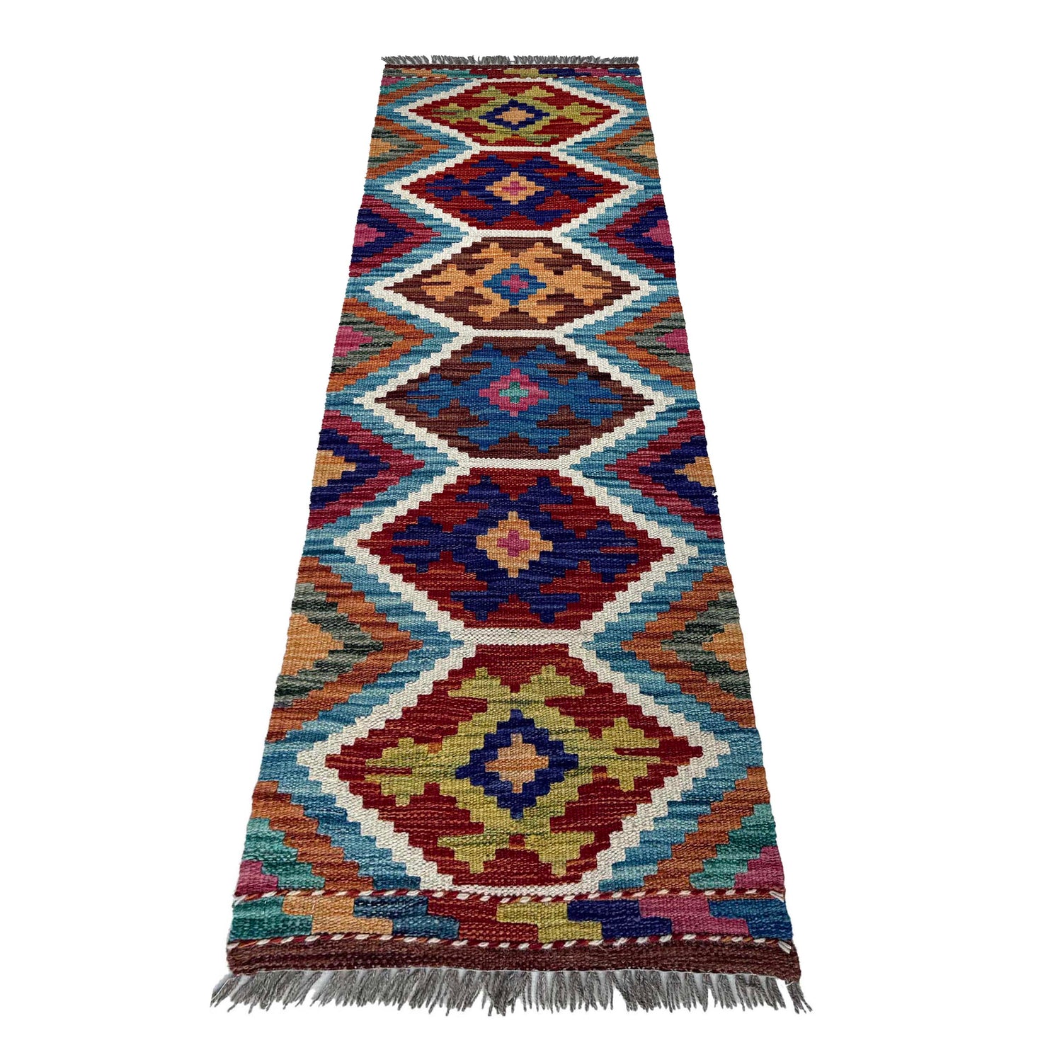 Handmade Afghan Vegetable Kilim Runner 1' 7" x 5' 2"  ft / 49 x 158 cm - No. P37231
