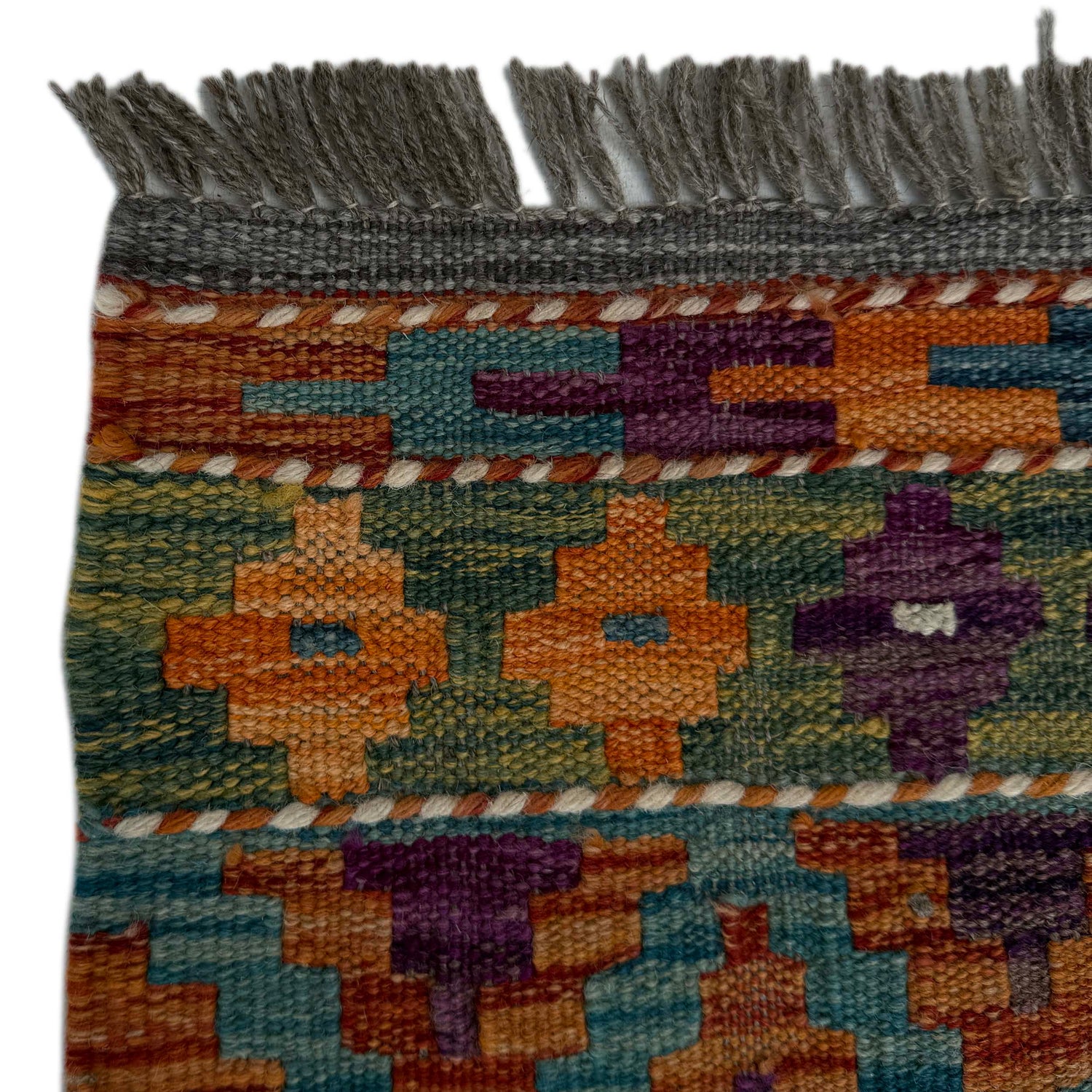 Multi Color ful Flat-Weave Wool Kilim Runner 1' 8" x 5' 4"  ft / 50 x 162 cm - No. P37234
