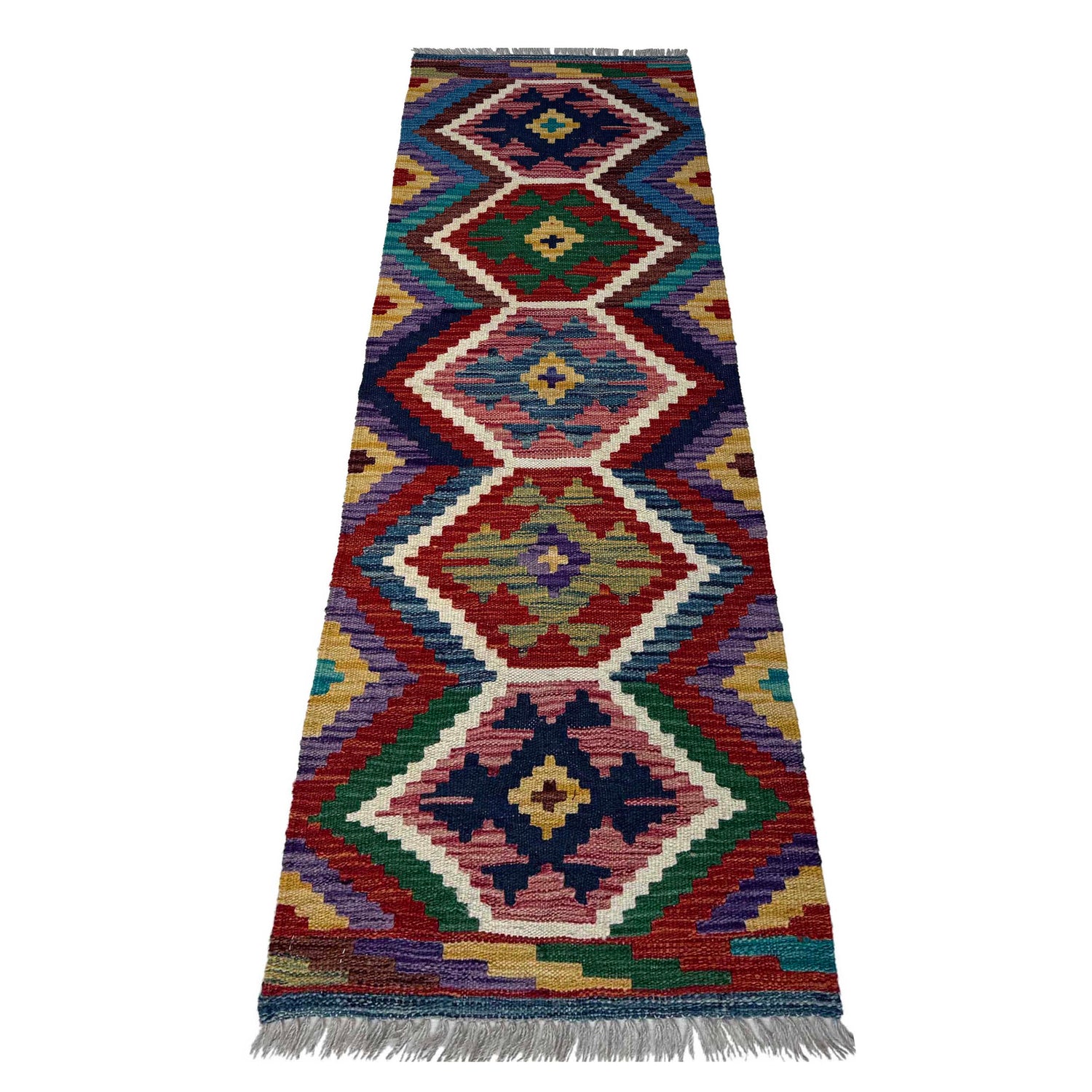 Handmade Turkish Design Wool Kilim Runner 1' 8" x 4' 10"  ft / 50 x 148 cm - No. P37240