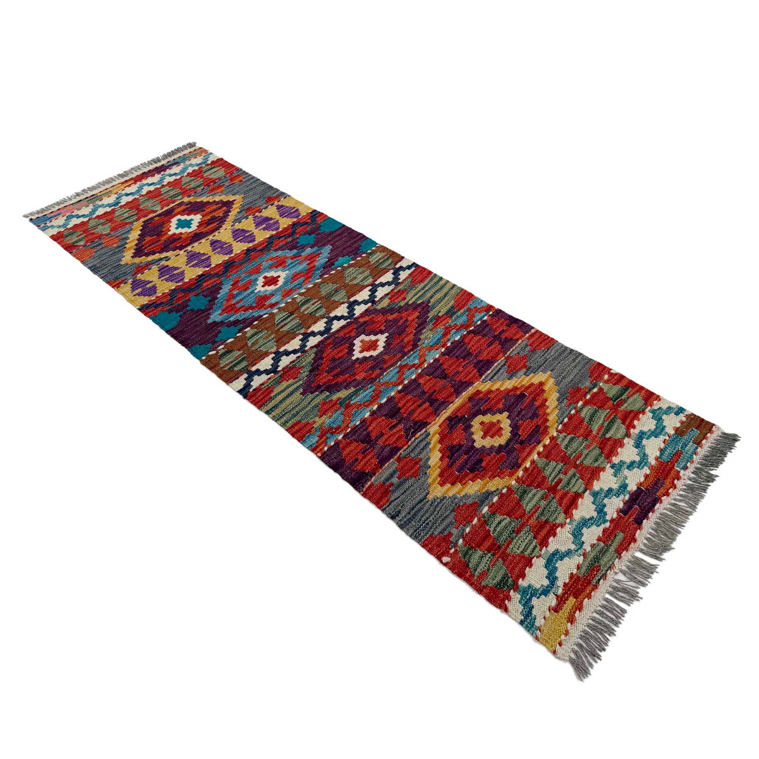 Hand Knotted Afghan Style Kilim Runner 1' 8" x 5' 1"  ft / 52 x 154 cm - No. P37241