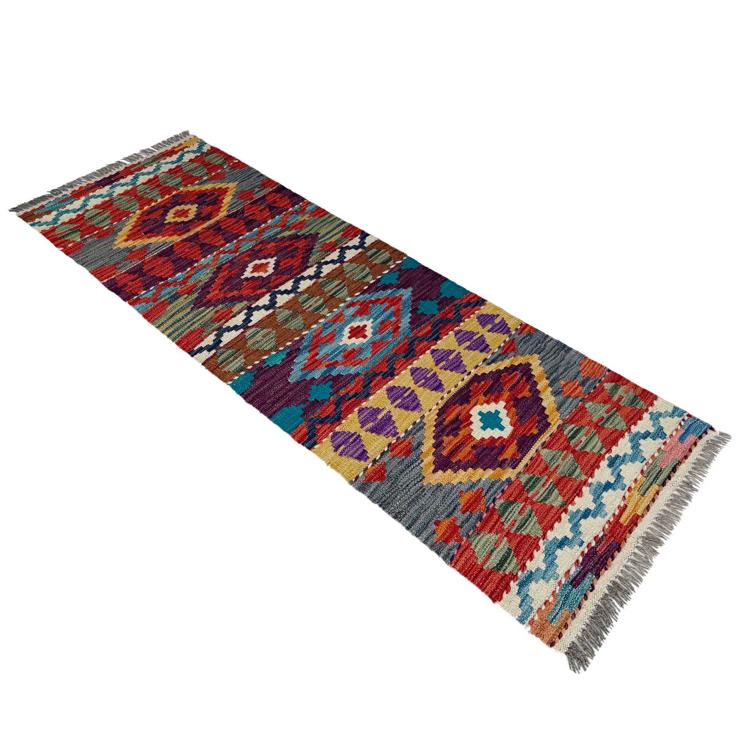Hand Knotted Afghan Style Kilim Runner 1' 8" x 5' 1"  ft / 52 x 154 cm - No. P37241